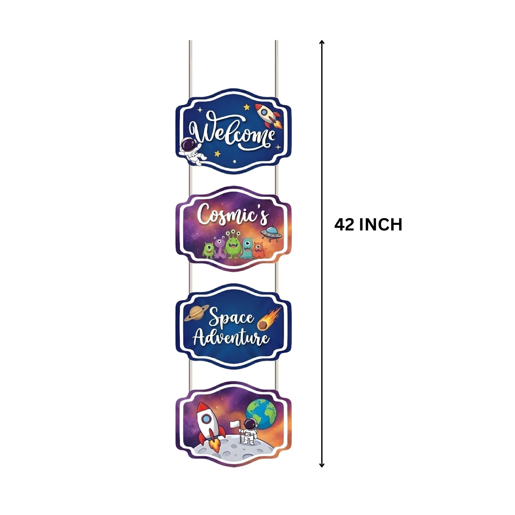 Space Door/Wall Hanging Dangler- (42 Inches/250 GSM Cardstock/Purple & Blue/6Pcs) - Premium Handcrafted 300 GSM Door Dangler by Party Decor Mall India - View 3