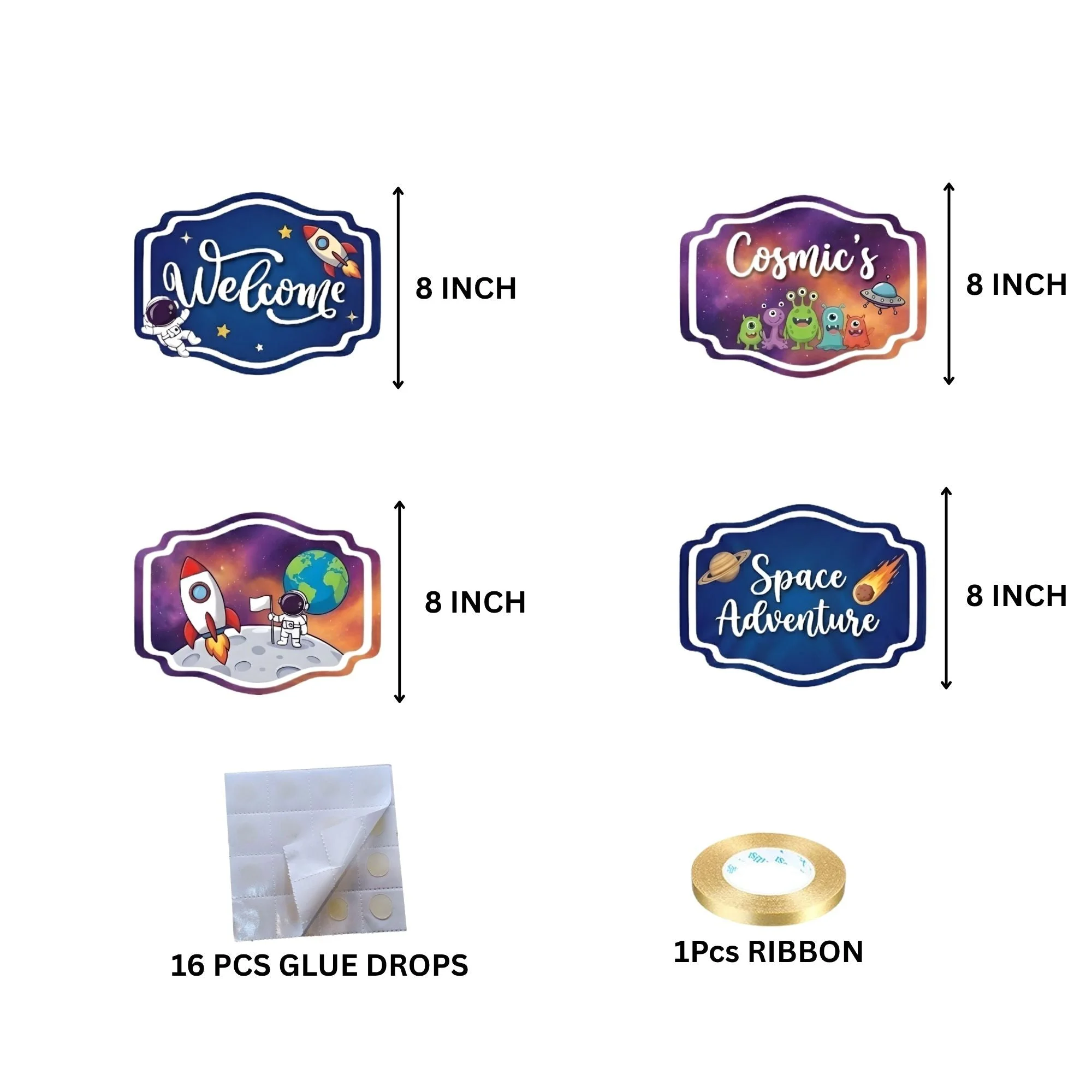 Space Door/Wall Hanging Dangler- (42 Inches/250 GSM Cardstock/Purple & Blue/6Pcs) - Premium Handcrafted 300 GSM Door Dangler by Party Decor Mall India - View 4