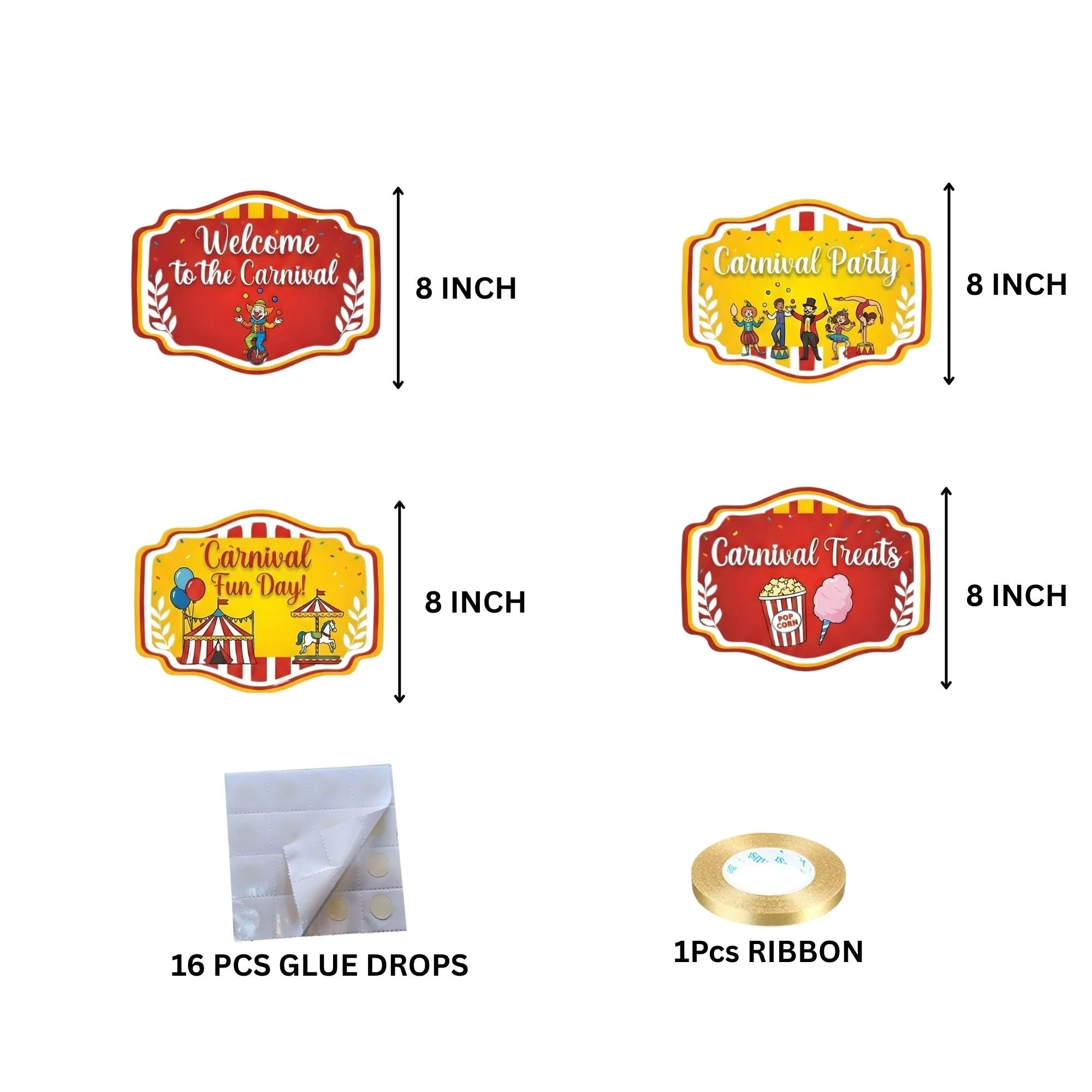 Carnival Door/Wall Hanging Dangler- (42 Inches/250 GSM Cardstock/Red & Yellow/6Pcs) - Premium Handcrafted 300 GSM Door Dangler by Party Decor Mall India - View 4