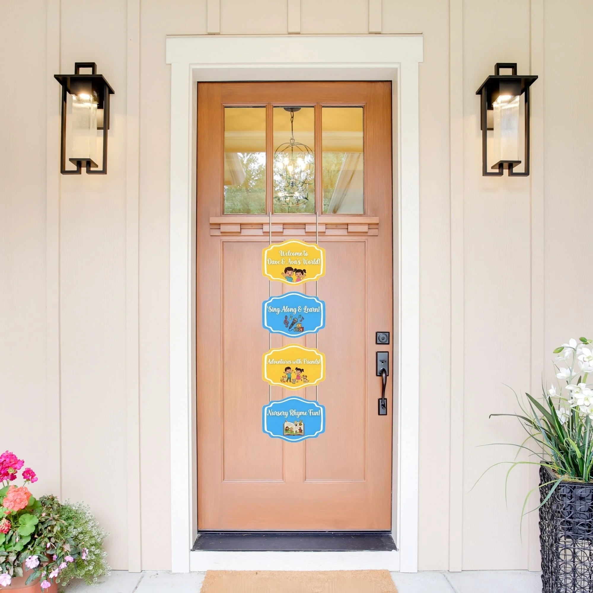 Sing Along & Learn Door/Wall Hanging Dangler- (42 Inches/250 GSM Cardstock/Yellow & Blue/6Pcs) - Premium Handcrafted 300 GSM Door Dangler by Party Decor Mall India - View 1