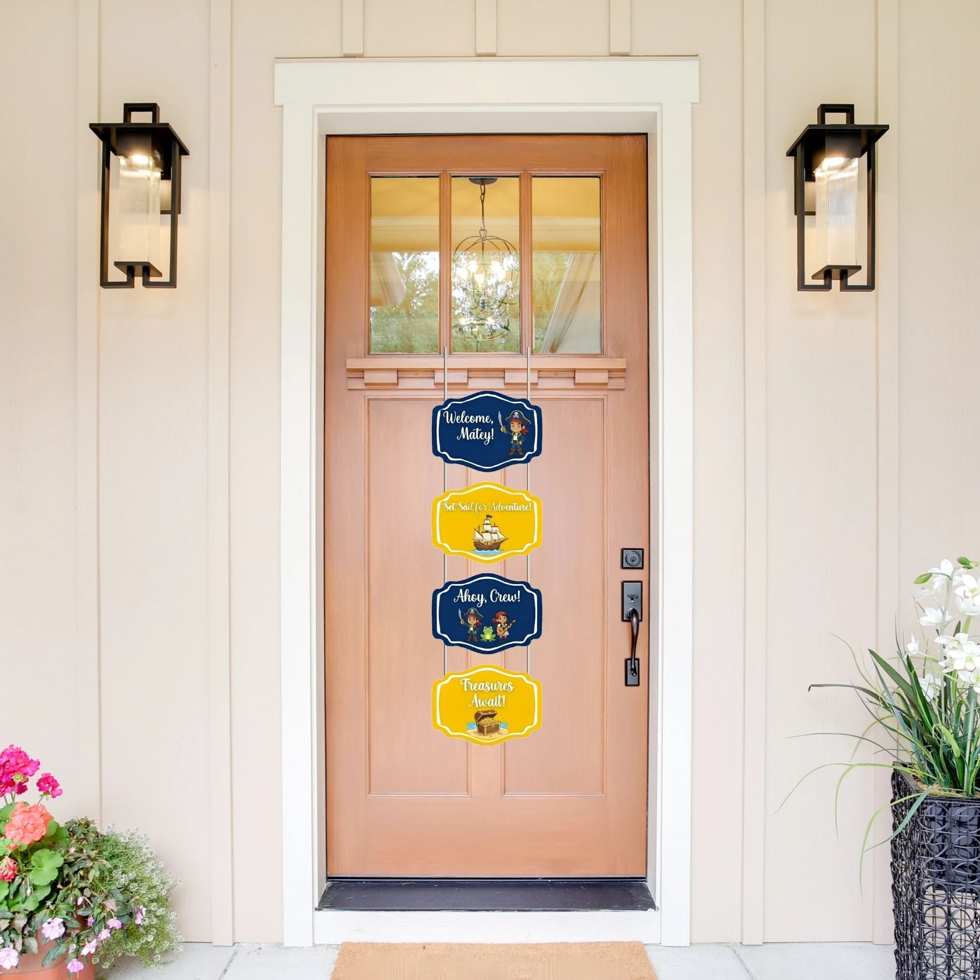 Set Sail For Adventur Door/Wall Hanging Dangler- (42 Inches/250 GSM Cardstock/Yellow & Blue/6Pcs) - Premium Handcrafted 300 GSM Door Dangler by Party Decor Mall India - View 1