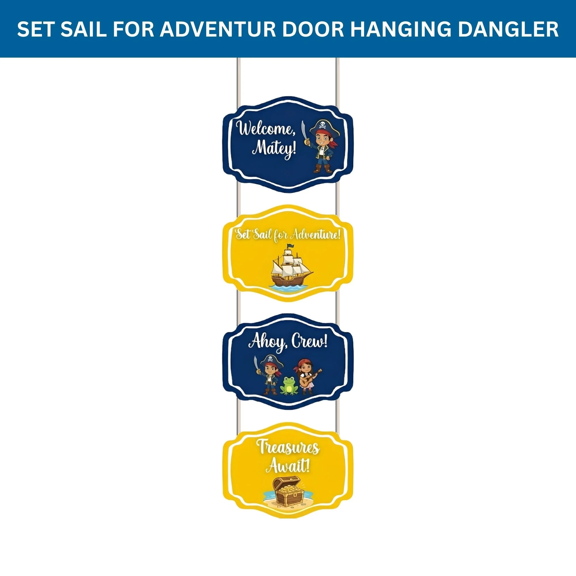 Set Sail For Adventur Door/Wall Hanging Dangler- (42 Inches/250 GSM Cardstock/Yellow & Blue/6Pcs) - Premium Handcrafted 300 GSM Door Dangler by Party Decor Mall India - View 2