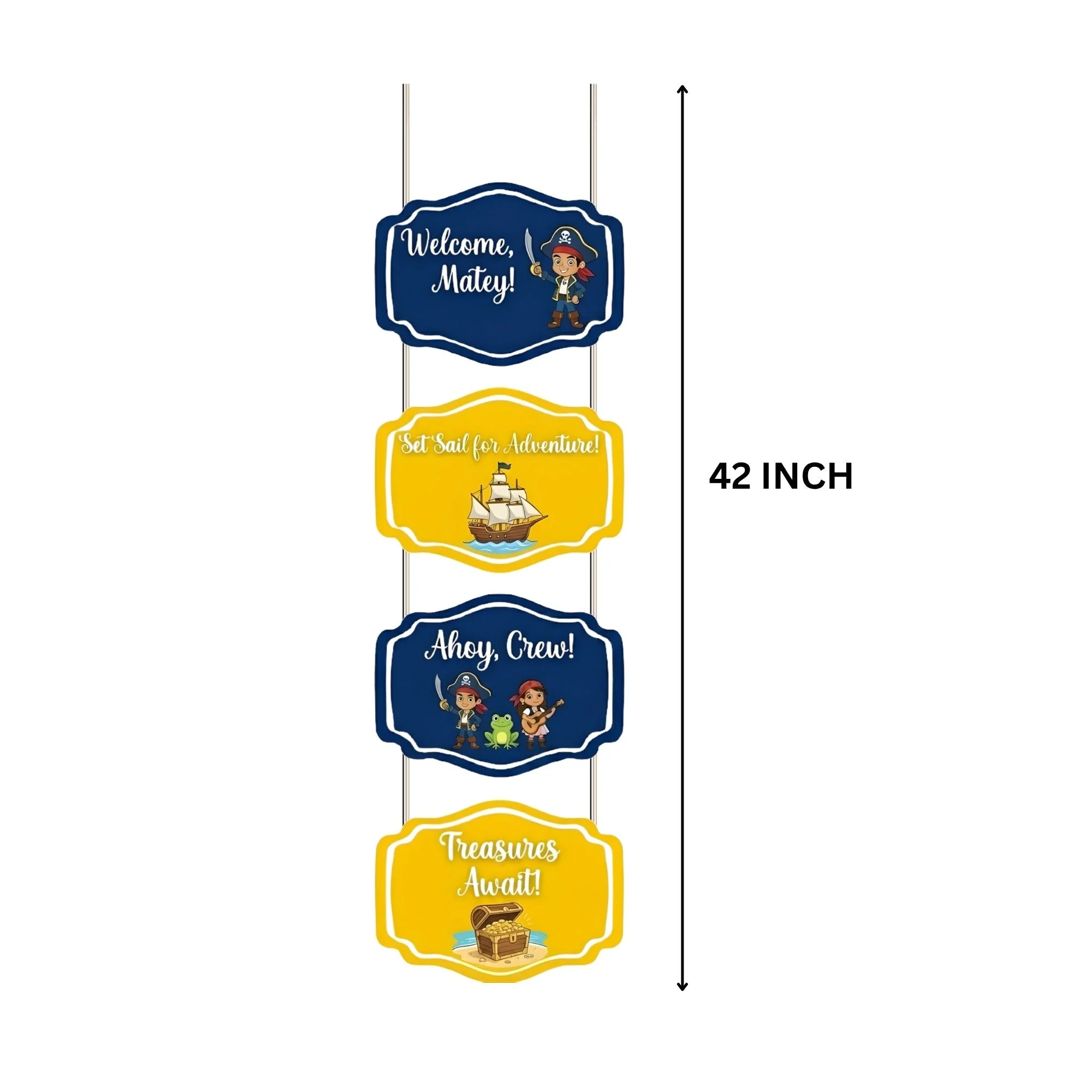 Set Sail For Adventur Door/Wall Hanging Dangler- (42 Inches/250 GSM Cardstock/Yellow & Blue/6Pcs) - Premium Handcrafted 300 GSM Door Dangler by Party Decor Mall India - View 3