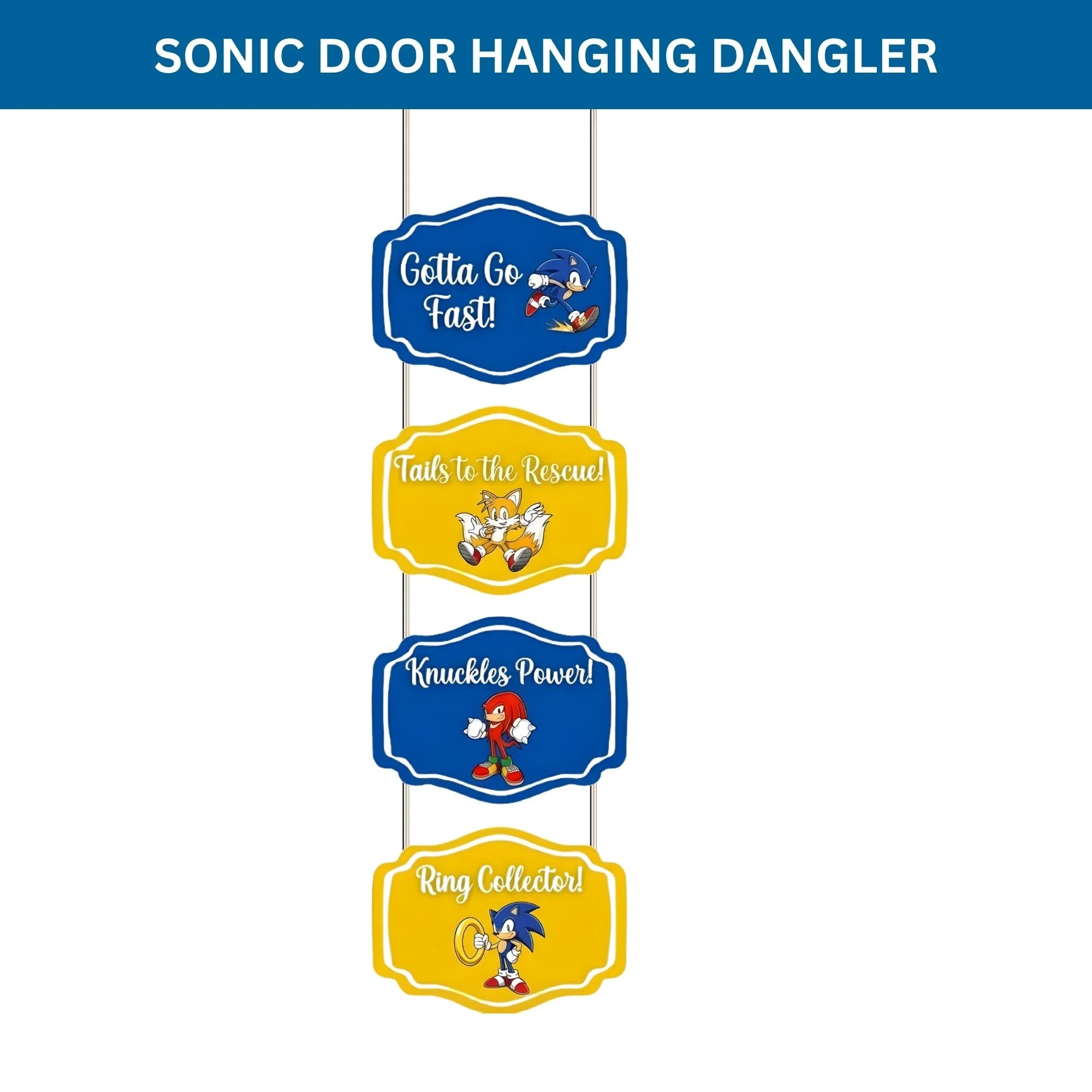 Sonic Door/Wall Hanging Dangler- (42 Inches/250 GSM Cardstock/Blue & Yellow/6Pcs) - Premium Handcrafted 300 GSM Door Dangler by Party Decor Mall India - View 2