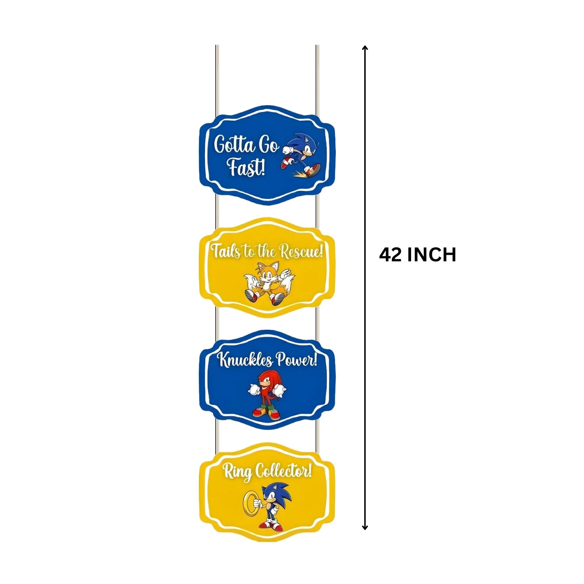 Sonic Door/Wall Hanging Dangler- (42 Inches/250 GSM Cardstock/Blue & Yellow/6Pcs) - Premium Handcrafted 300 GSM Door Dangler by Party Decor Mall India - View 3