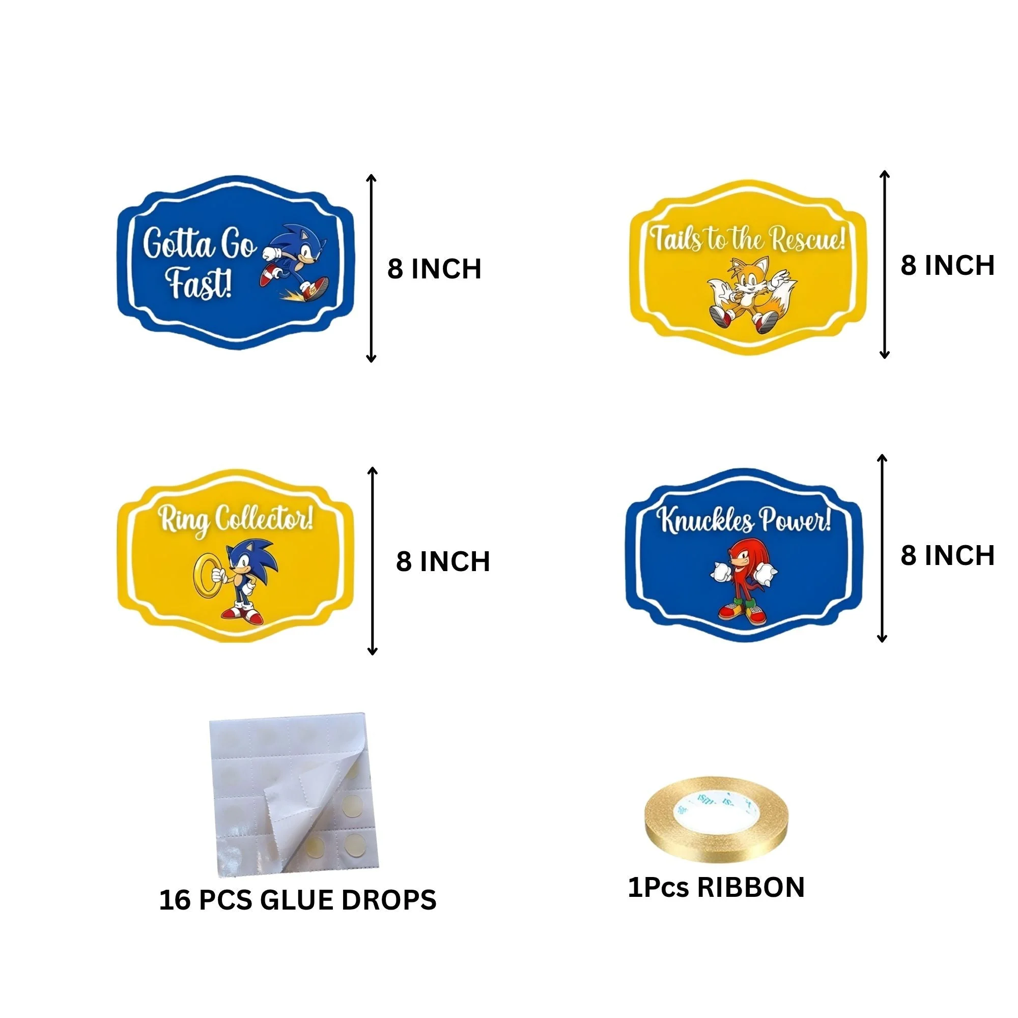 Sonic Door/Wall Hanging Dangler- (42 Inches/250 GSM Cardstock/Blue & Yellow/6Pcs) - Premium Handcrafted 300 GSM Door Dangler by Party Decor Mall India - View 4