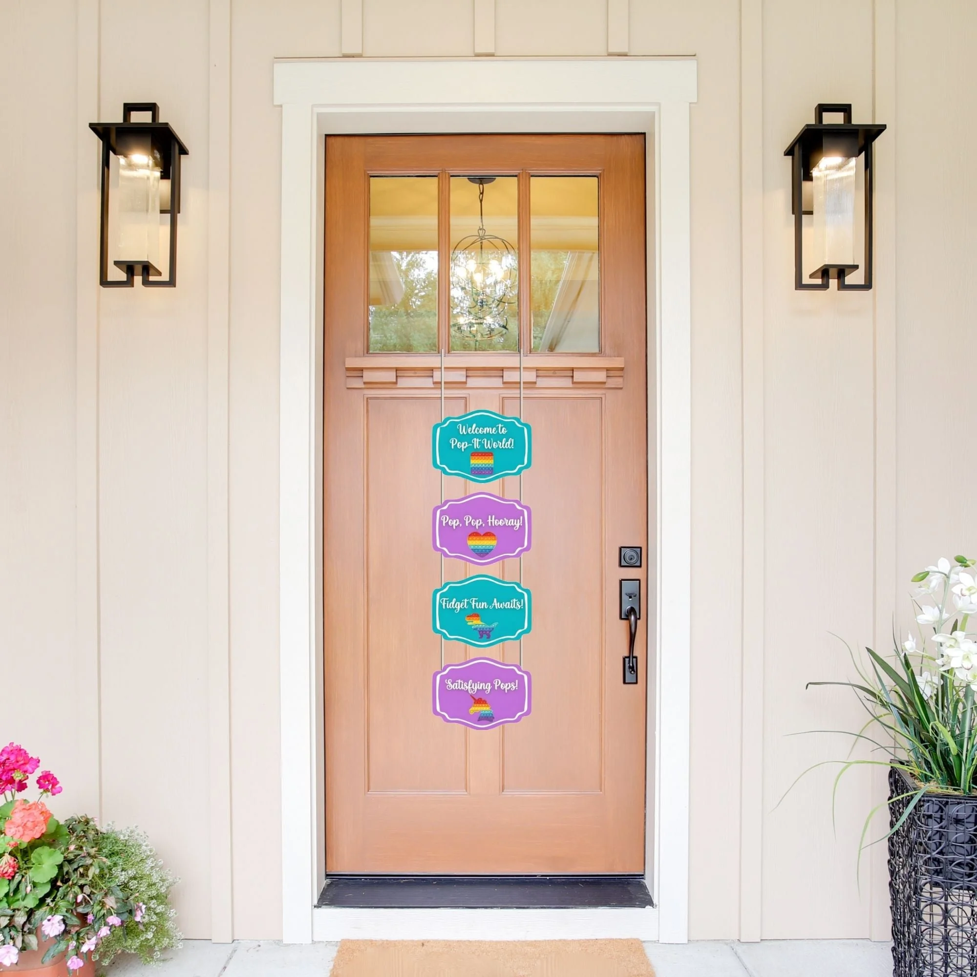 Pop It Door/Wall Hanging Dangler- (42 Inches/250 GSM Cardstock/Purple & Blue/6Pcs) - Premium Handcrafted 300 GSM Door Dangler by Party Decor Mall India - View 1