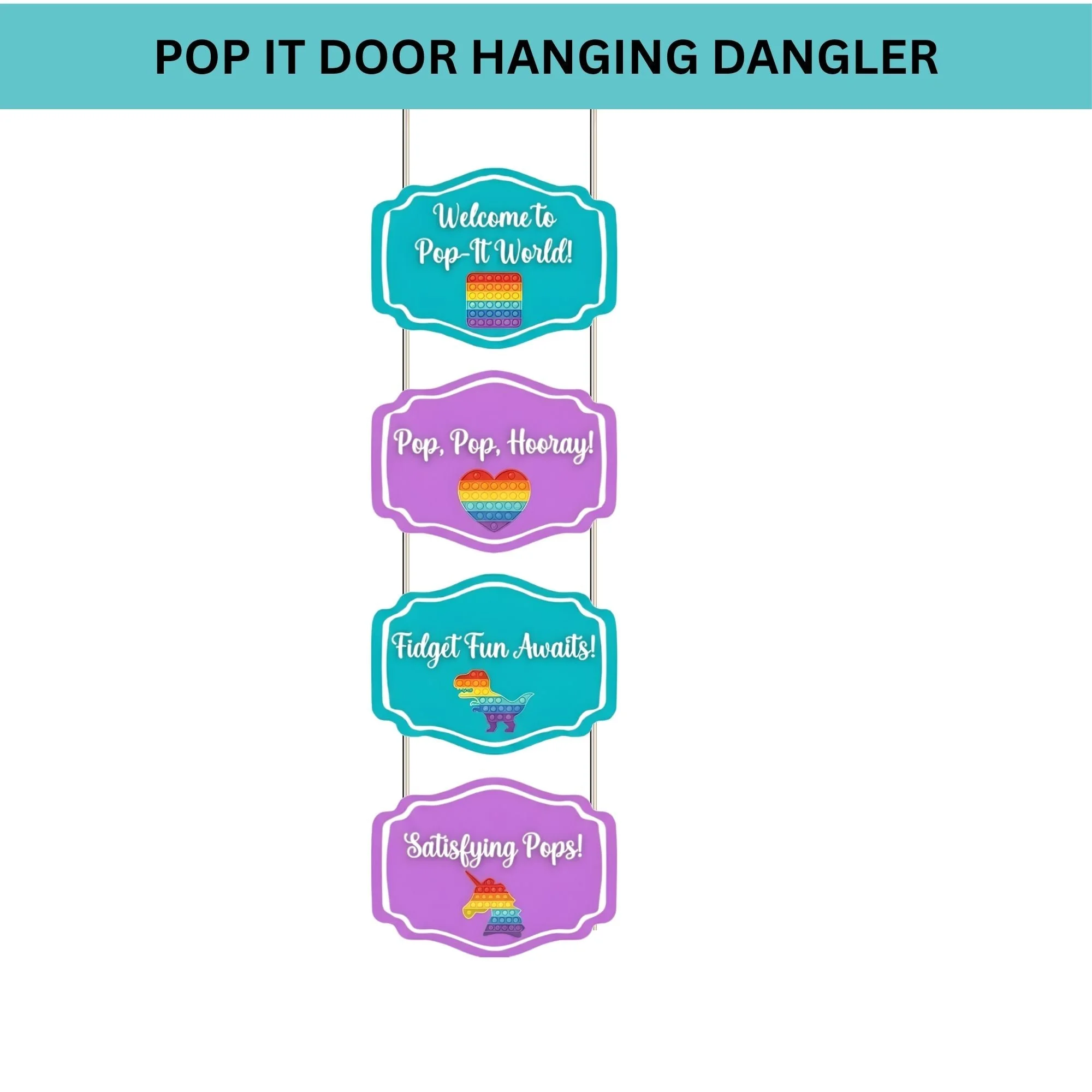 Pop It Door/Wall Hanging Dangler- (42 Inches/250 GSM Cardstock/Purple & Blue/6Pcs) - Premium Handcrafted 300 GSM Door Dangler by Party Decor Mall India - View 2