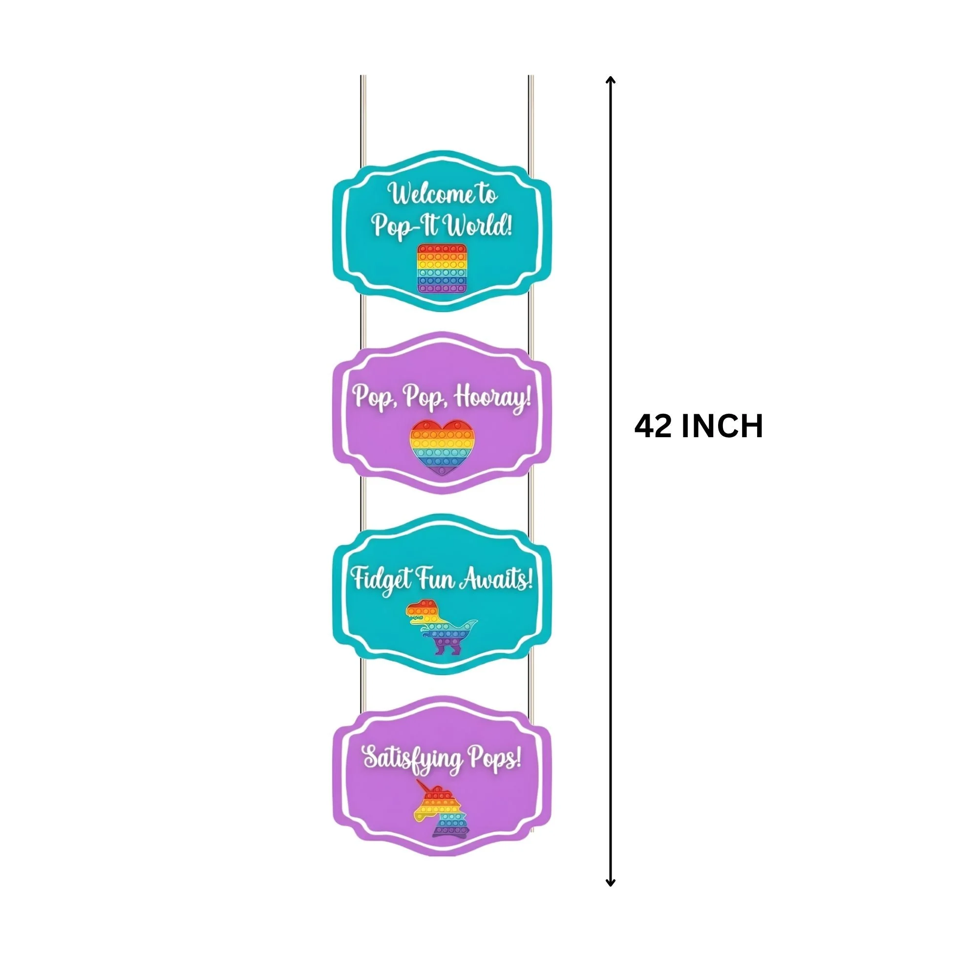 Pop It Door/Wall Hanging Dangler- (42 Inches/250 GSM Cardstock/Purple & Blue/6Pcs) - Premium Handcrafted 300 GSM Door Dangler by Party Decor Mall India - View 3
