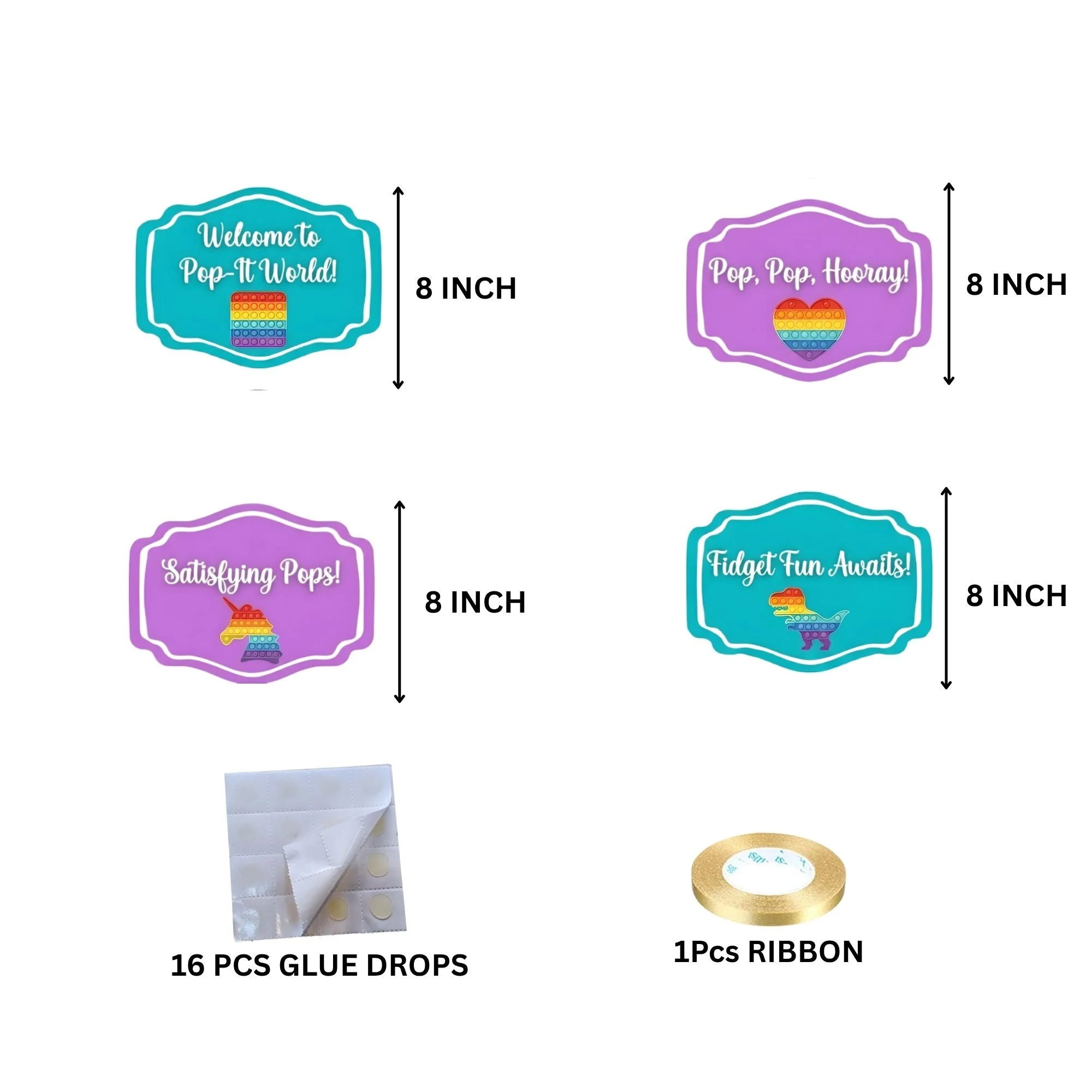 Pop It Door/Wall Hanging Dangler- (42 Inches/250 GSM Cardstock/Purple & Blue/6Pcs) - Premium Handcrafted 300 GSM Door Dangler by Party Decor Mall India - View 4