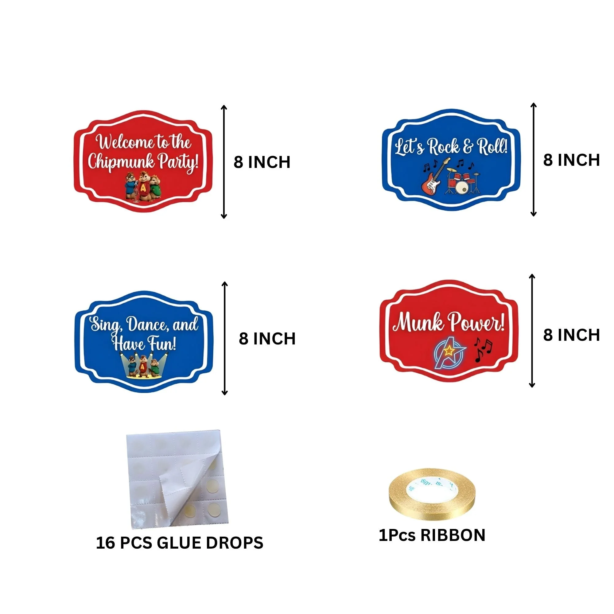 Rock Music Door/Wall Hanging Dangler- (42 Inches/250 GSM Cardstock/Red & Blue/6Pcs) - Premium Handcrafted 300 GSM Door Dangler by Party Decor Mall India - View 4