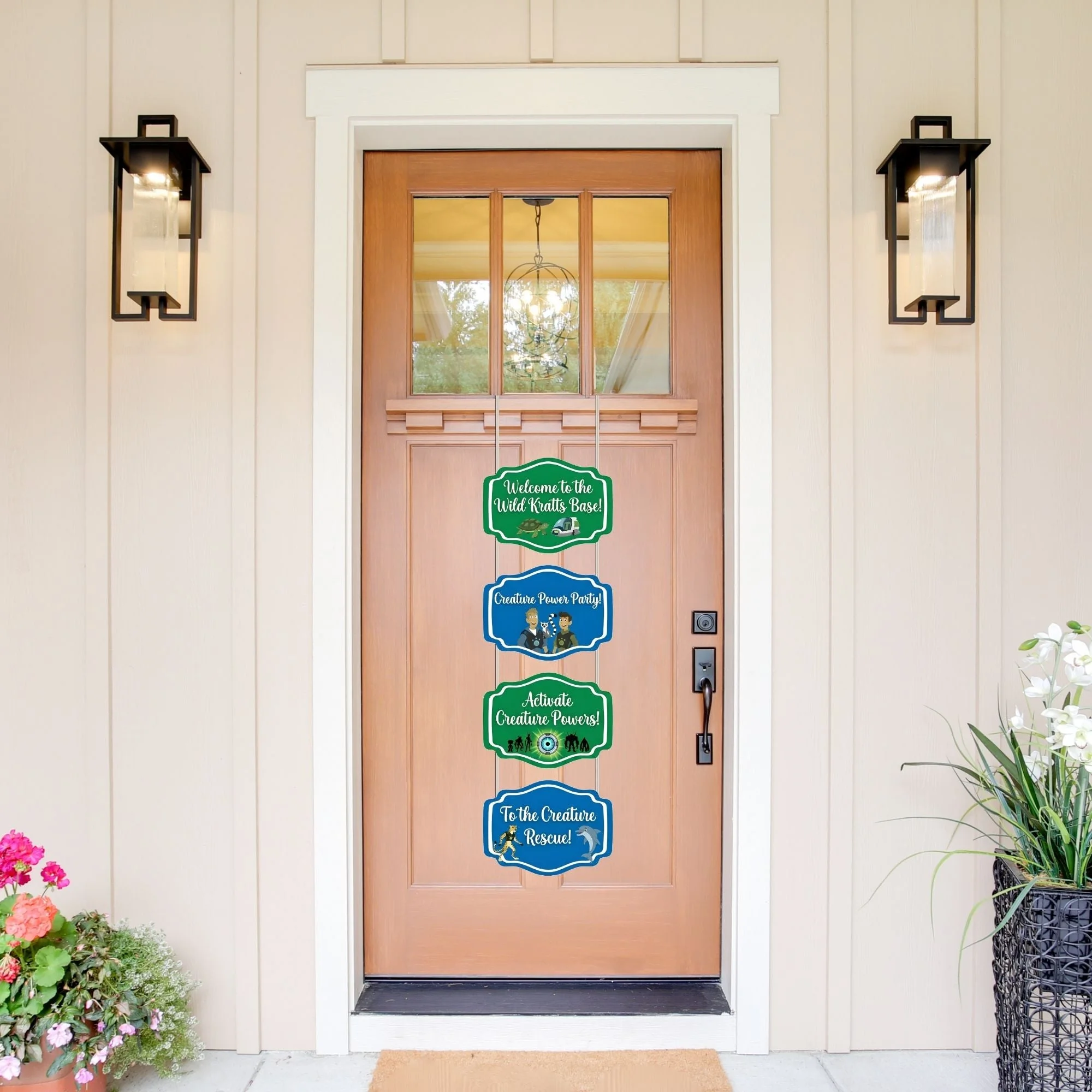 Creature Power Door/Wall Hanging Dangler- (42 Inches/250 GSM Cardstock/Blue & Green/6Pcs) - Premium Handcrafted 300 GSM Door Dangler by Party Decor Mall India - View 1