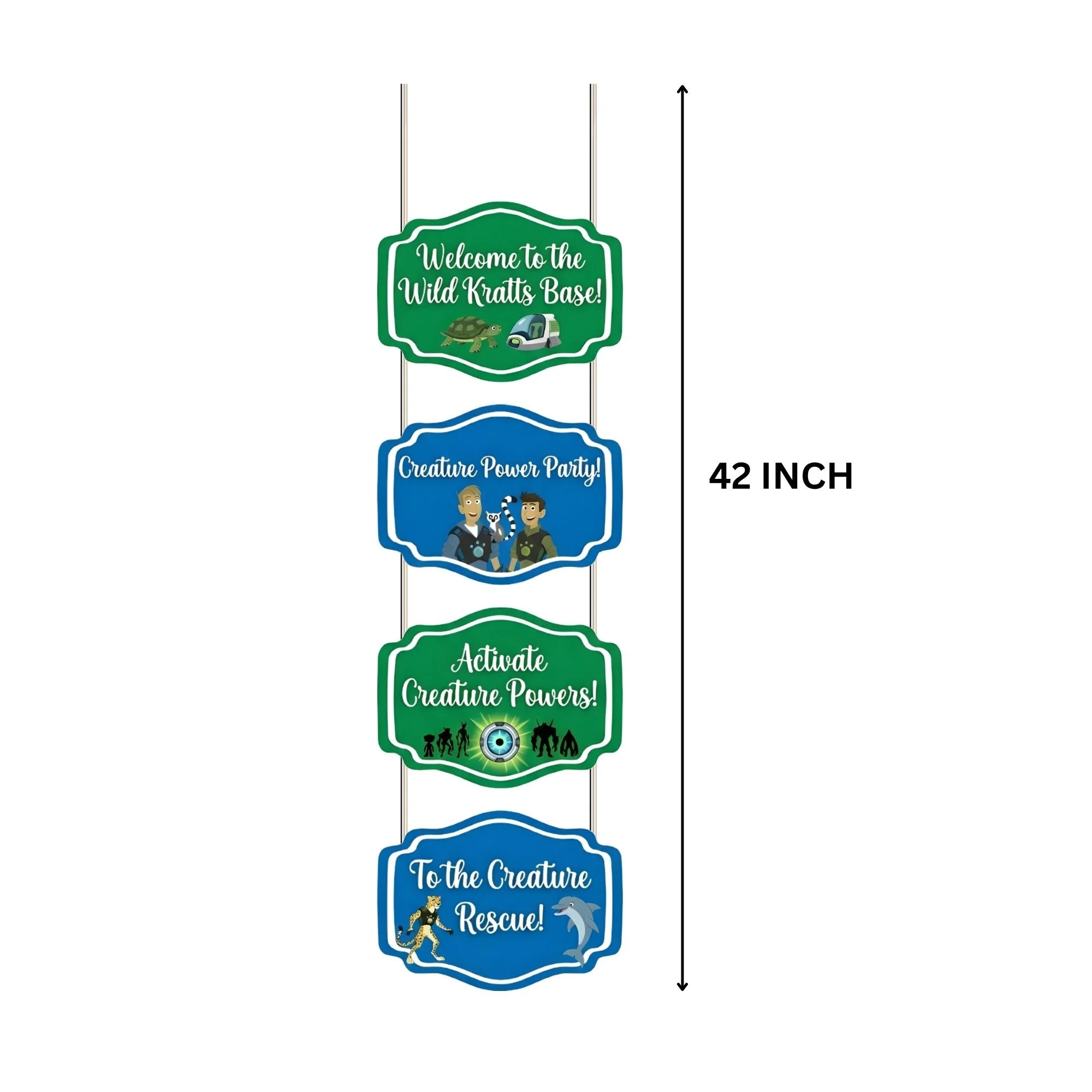 Creature Power Door/Wall Hanging Dangler- (42 Inches/250 GSM Cardstock/Blue & Green/6Pcs) - Premium Handcrafted 300 GSM Door Dangler by Party Decor Mall India - View 3
