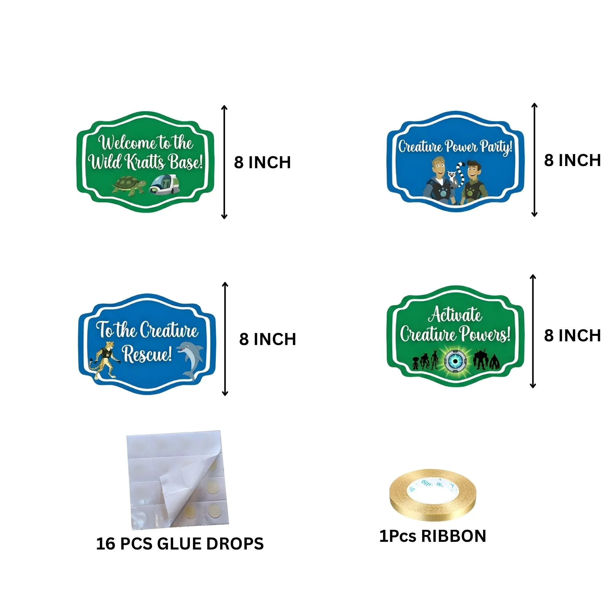 Creature Power Door/Wall Hanging Dangler- (42 Inches/250 GSM Cardstock/Blue & Green/6Pcs) - Premium Handcrafted 300 GSM Door Dangler by Party Decor Mall India - View 4