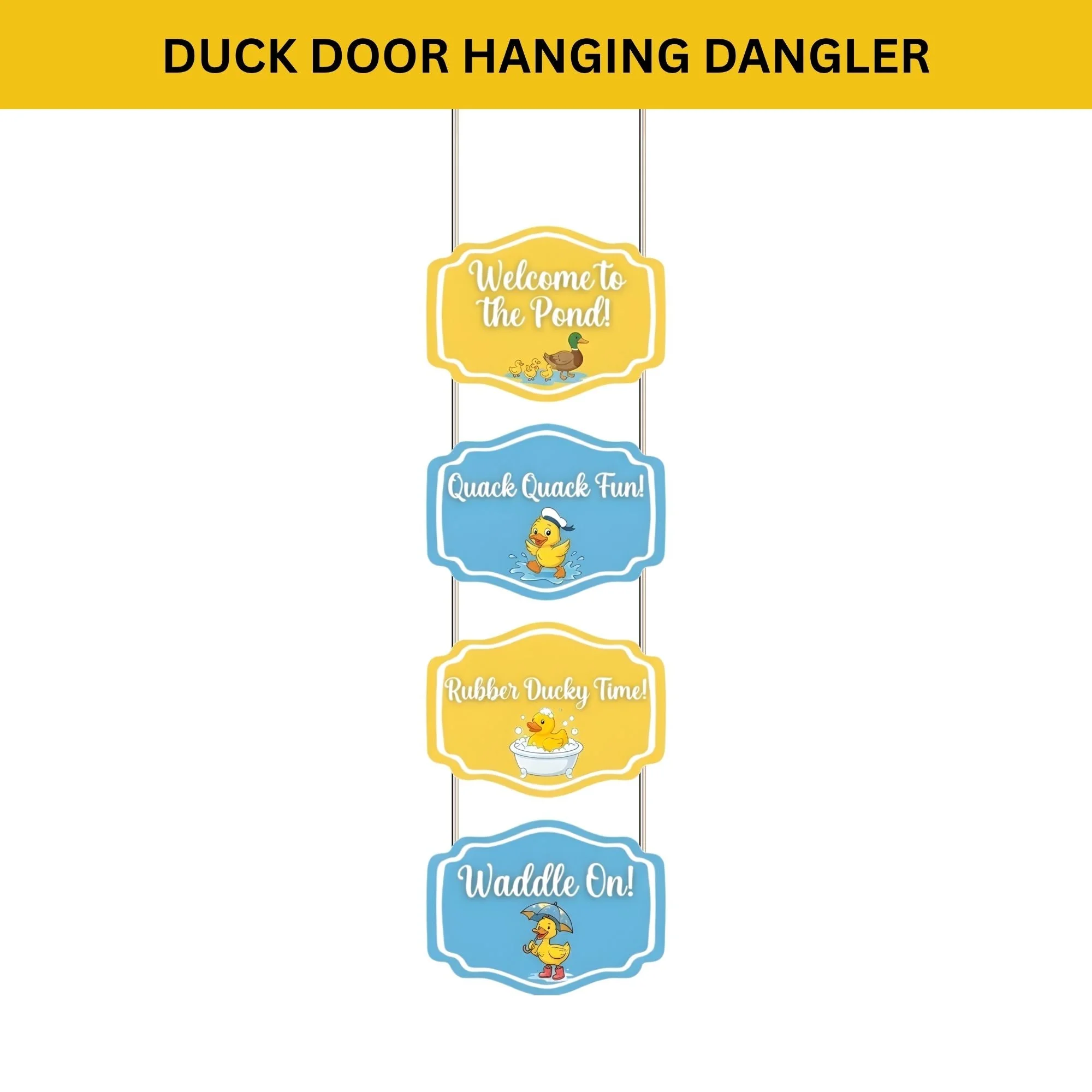 Duck  Door/Wall Hanging Dangler- (42 Inches/250 GSM Cardstock/Blue & Yellow/6Pcs) - Premium Handcrafted 300 GSM Door Dangler by Party Decor Mall India - View 2
