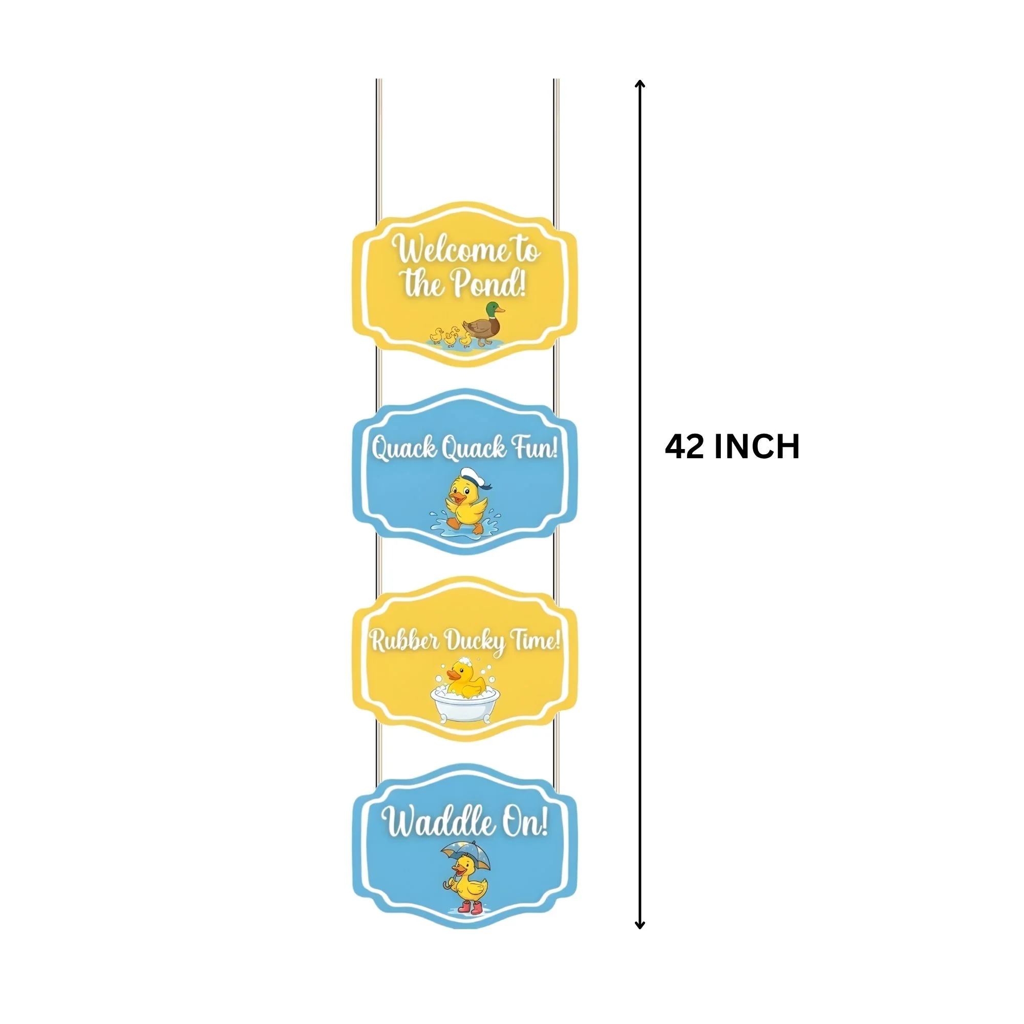 Duck  Door/Wall Hanging Dangler- (42 Inches/250 GSM Cardstock/Blue & Yellow/6Pcs) - Premium Handcrafted 300 GSM Door Dangler by Party Decor Mall India - View 3