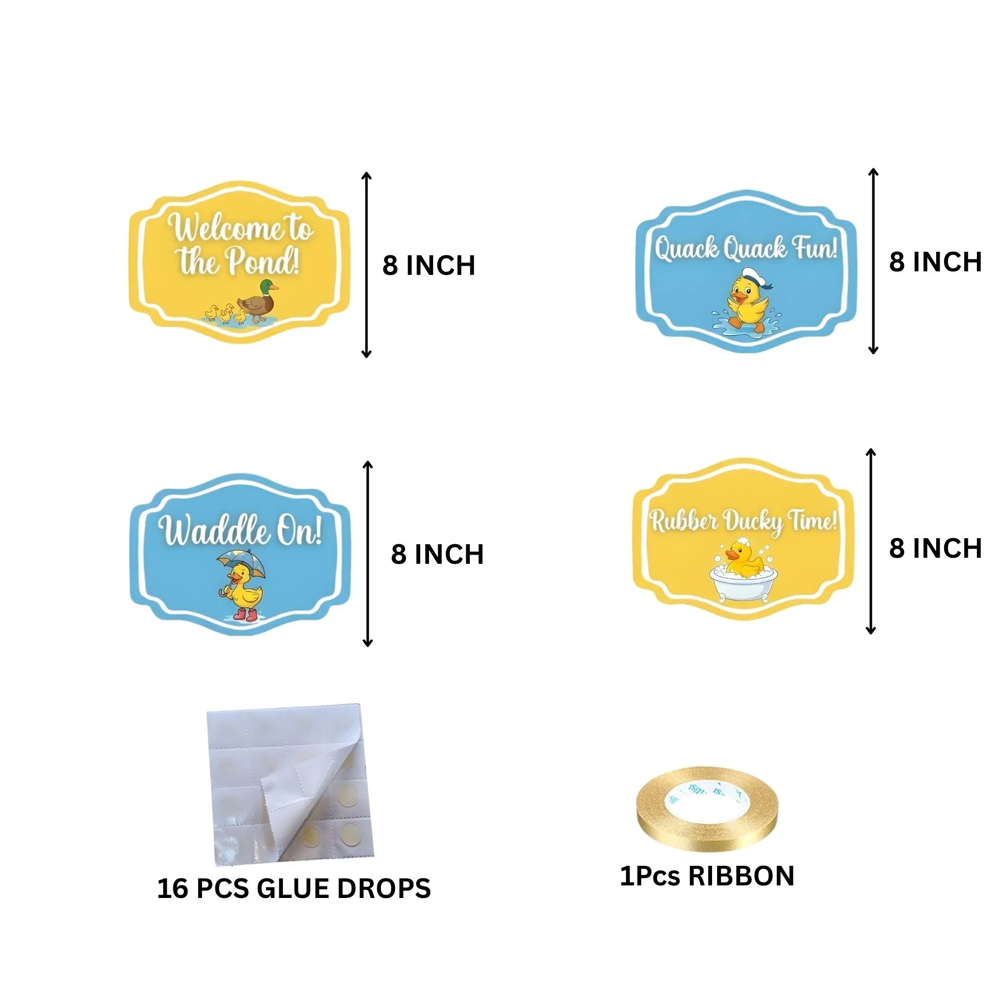 Duck  Door/Wall Hanging Dangler- (42 Inches/250 GSM Cardstock/Blue & Yellow/6Pcs) - Premium Handcrafted 300 GSM Door Dangler by Party Decor Mall India - View 4