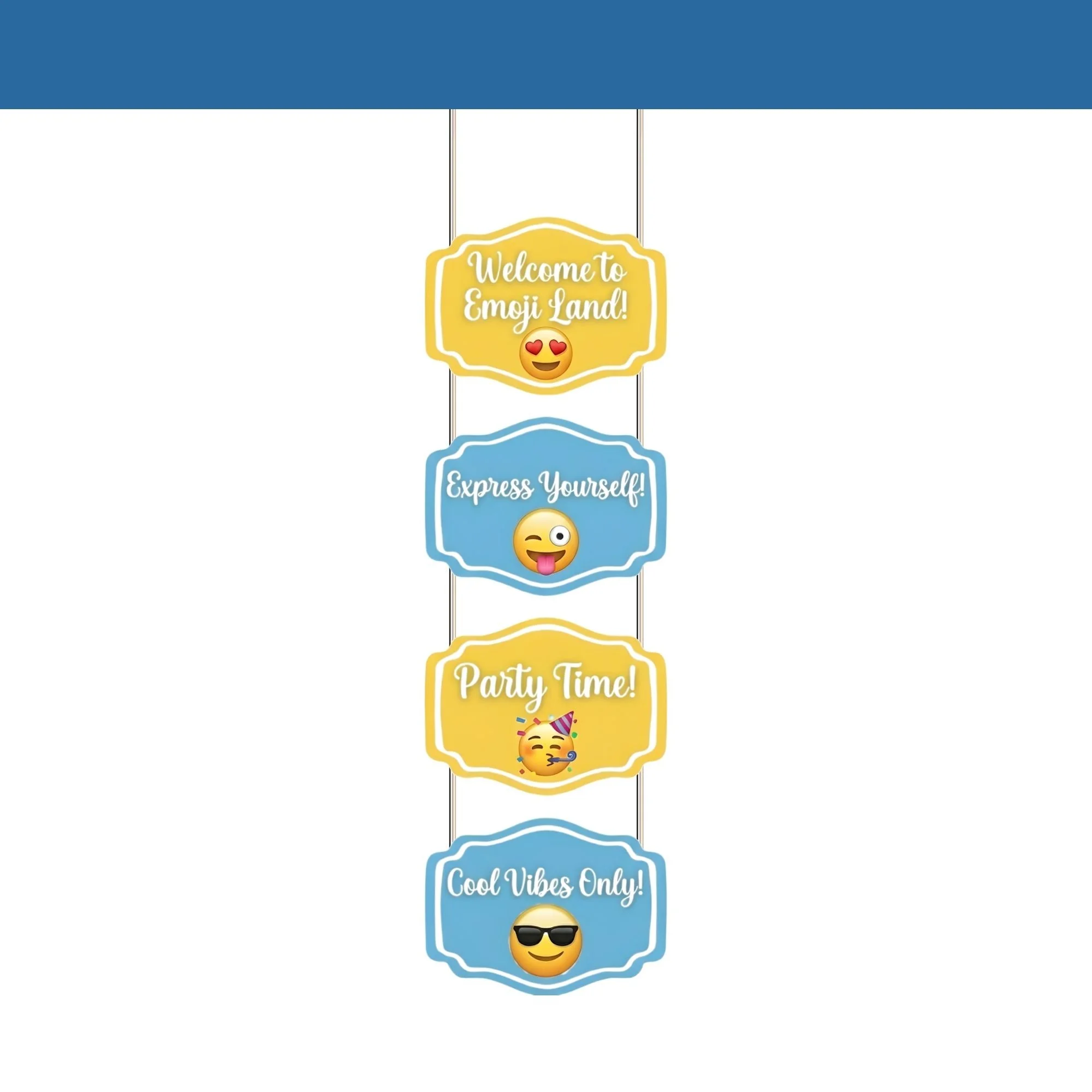 Emoji Door/Wall Hanging Dangler- (42 Inches/250 GSM Cardstock/Blue & Yellow/6Pcs) - Premium Handcrafted 300 GSM Door Dangler by Party Decor Mall India - View 2