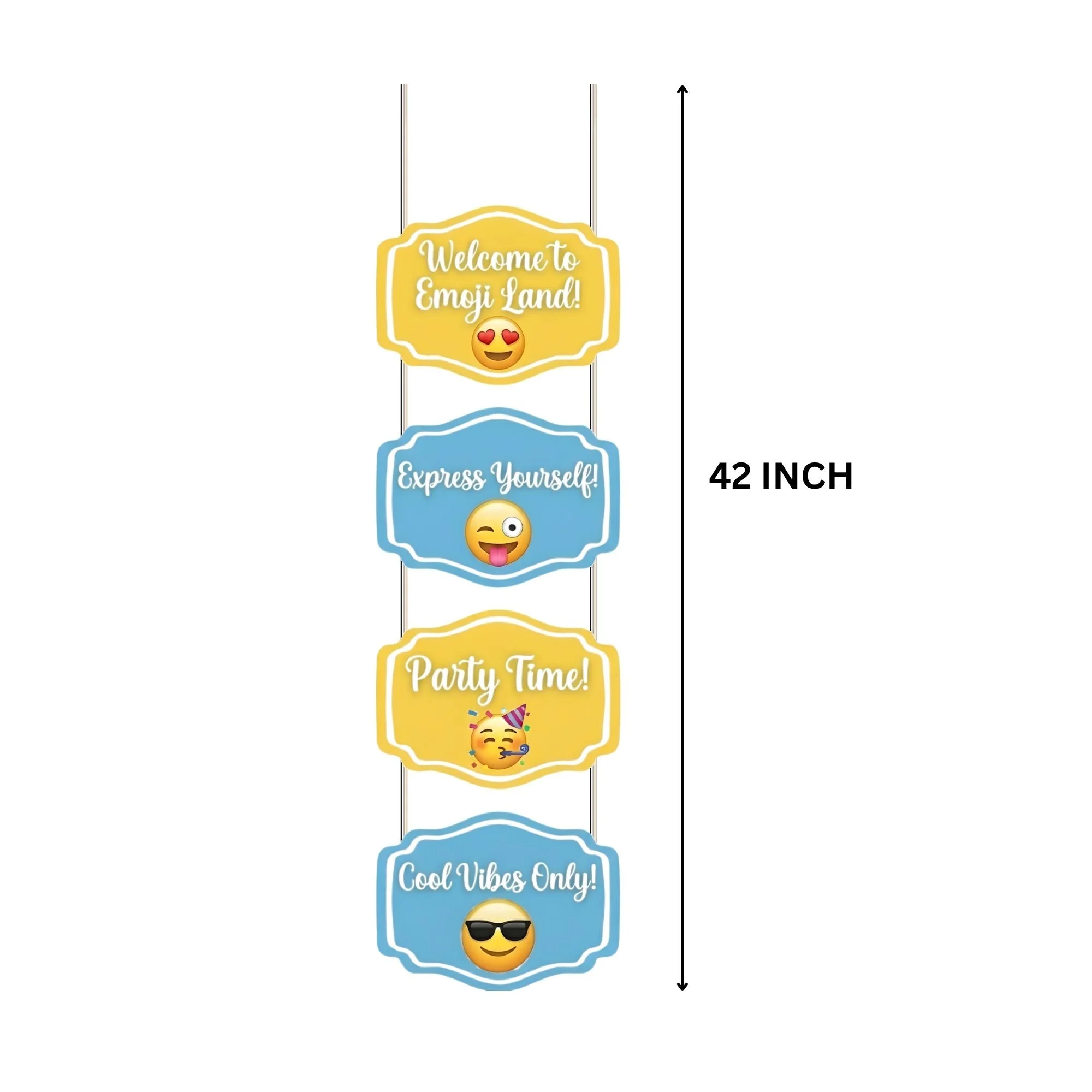 Emoji Door/Wall Hanging Dangler- (42 Inches/250 GSM Cardstock/Blue & Yellow/6Pcs) - Premium Handcrafted 300 GSM Door Dangler by Party Decor Mall India - View 3