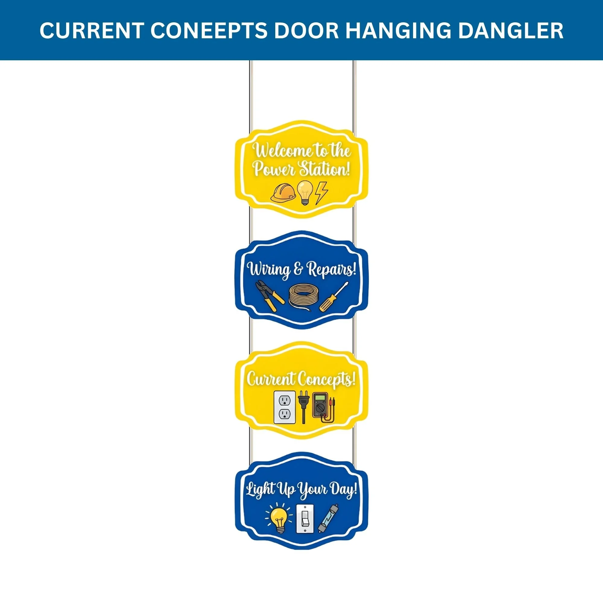 Current Coneepts Door/Wall Hanging Dangler- (42 Inches/250 GSM Cardstock/Blue & Yellow/6Pcs) - Premium Handcrafted 300 GSM Door Dangler by Party Decor Mall India - View 2