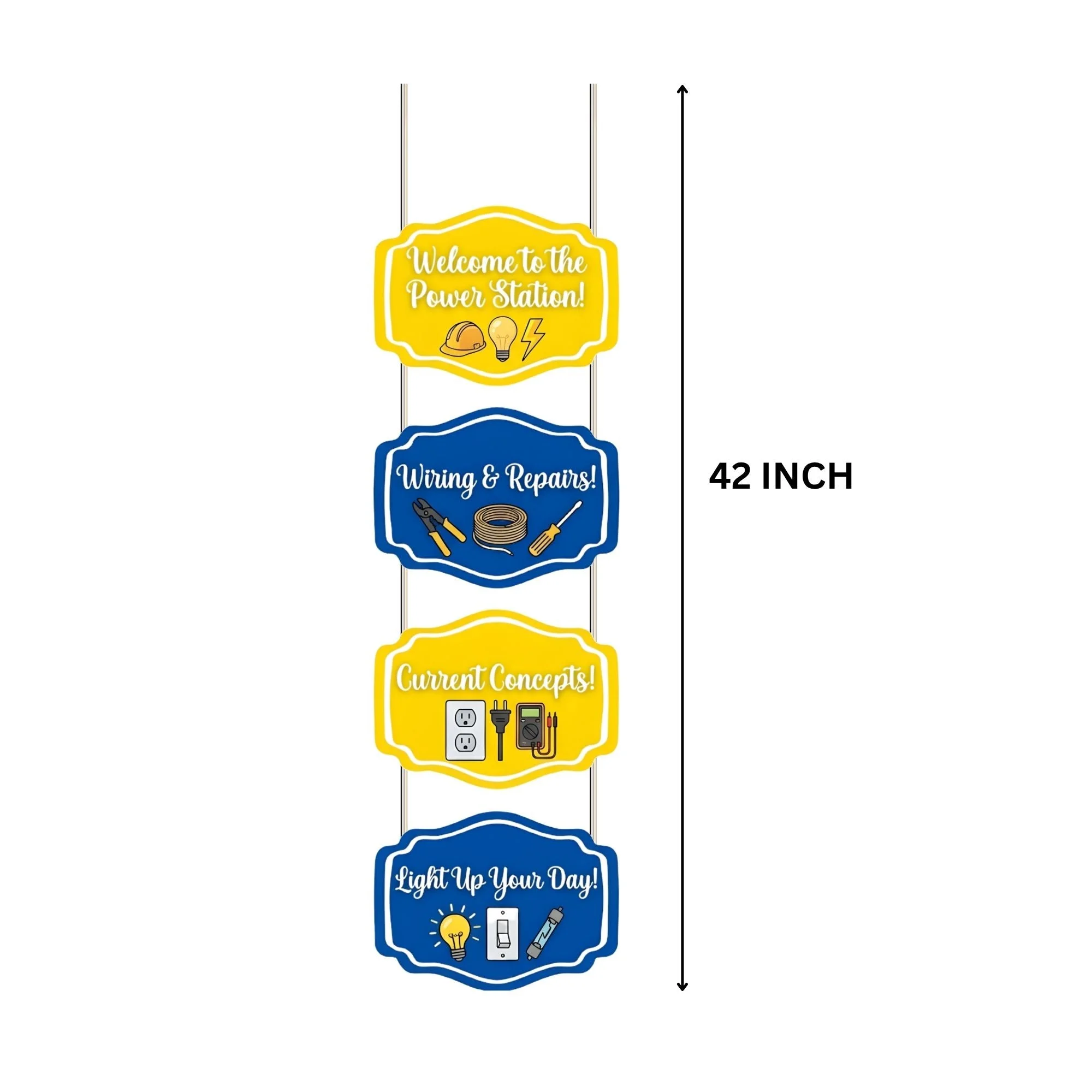 Current Coneepts Door/Wall Hanging Dangler- (42 Inches/250 GSM Cardstock/Blue & Yellow/6Pcs) - Premium Handcrafted 300 GSM Door Dangler by Party Decor Mall India - View 3