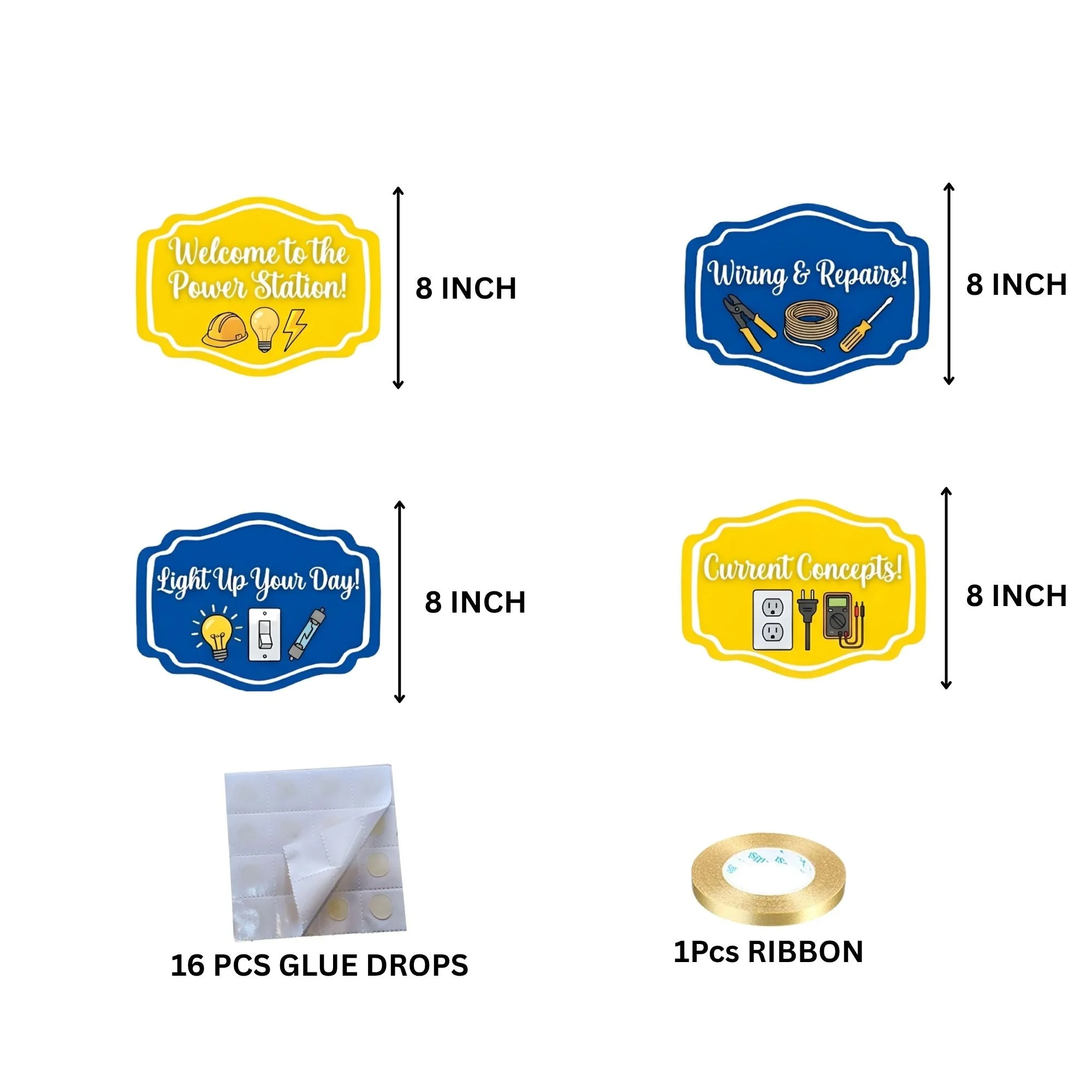 Current Coneepts Door/Wall Hanging Dangler- (42 Inches/250 GSM Cardstock/Blue & Yellow/6Pcs) - Premium Handcrafted 300 GSM Door Dangler by Party Decor Mall India - View 4