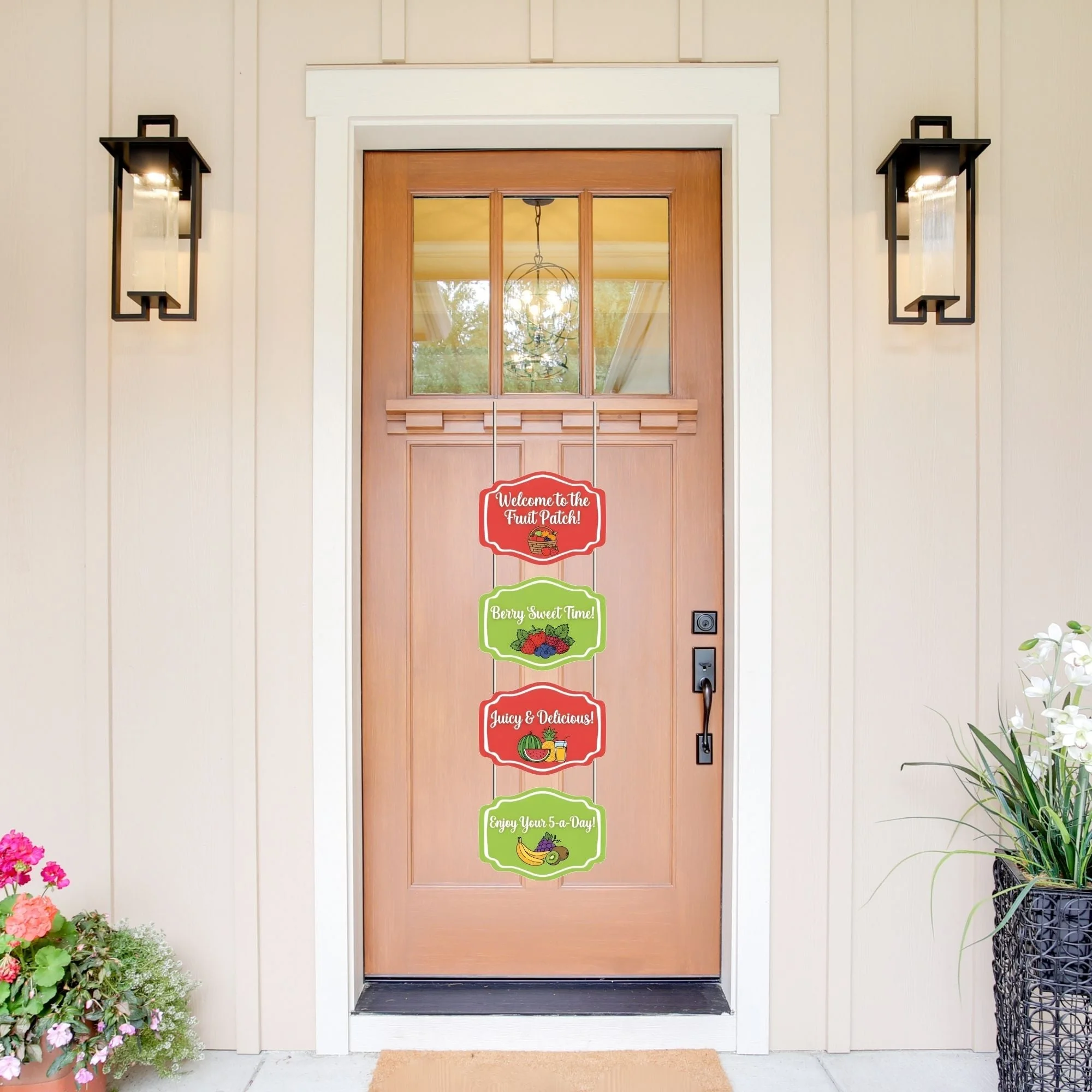 Fruit Door/Wall Hanging Dangler- (42 Inches/250 GSM Cardstock/Red & Green/6Pcs) - Premium Handcrafted 300 GSM Door Dangler by Party Decor Mall India - View 1