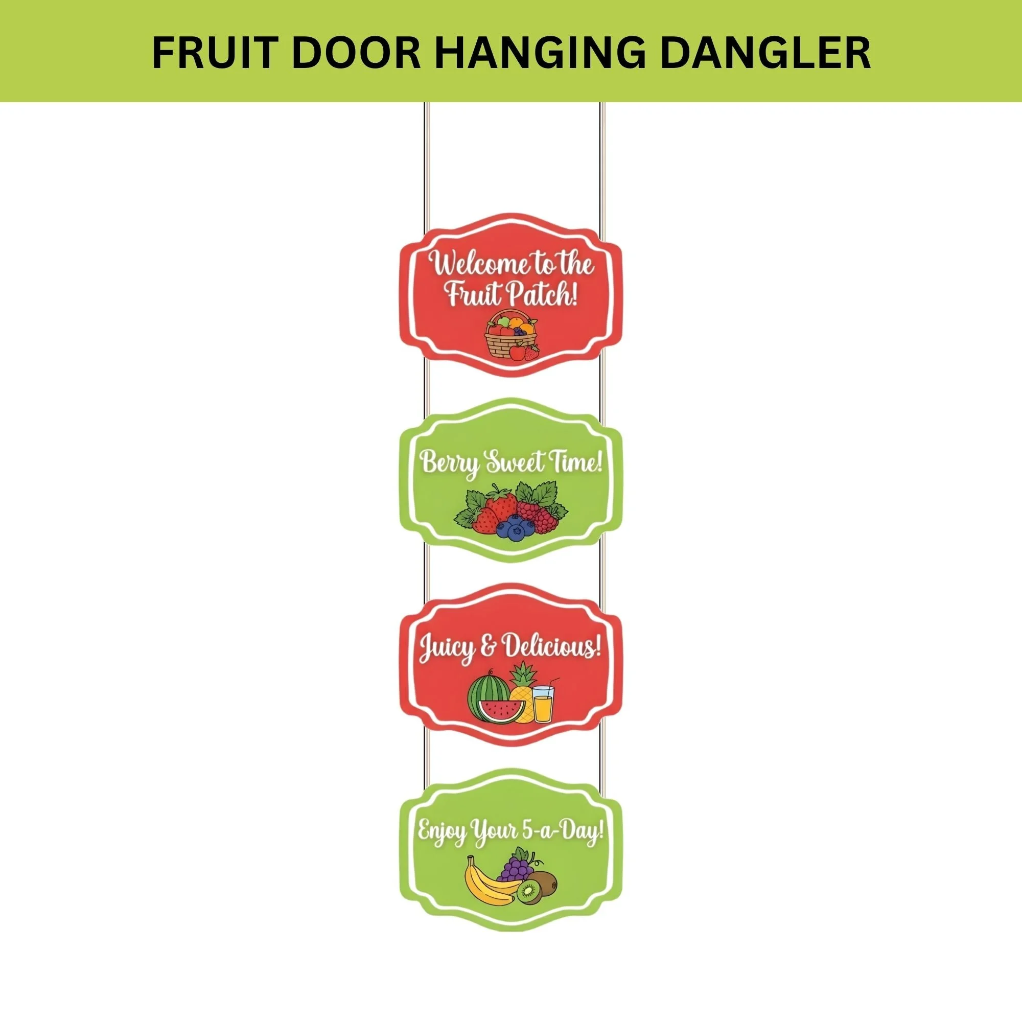 Fruit Door/Wall Hanging Dangler- (42 Inches/250 GSM Cardstock/Red & Green/6Pcs) - Premium Handcrafted 300 GSM Door Dangler by Party Decor Mall India - View 2
