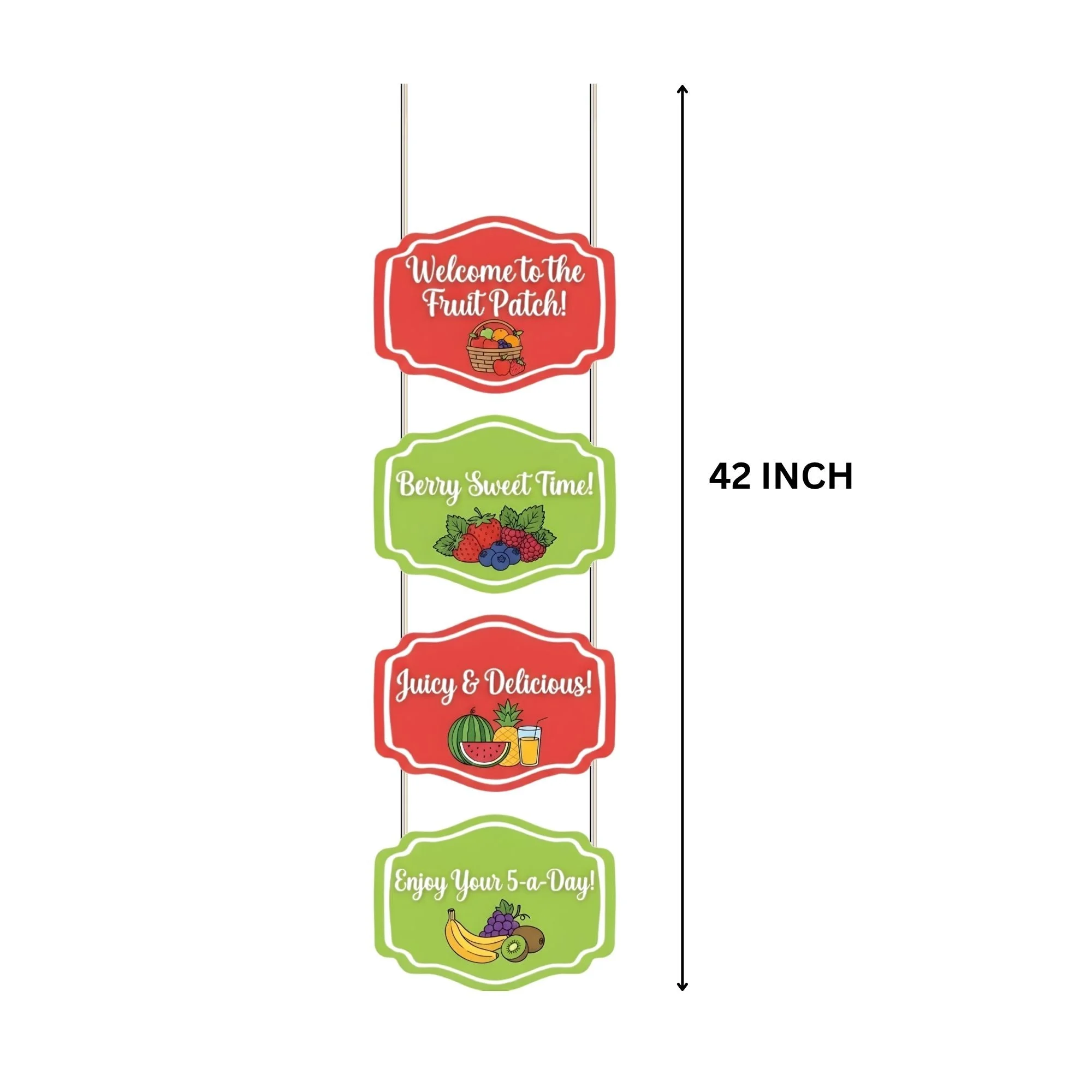Fruit Door/Wall Hanging Dangler- (42 Inches/250 GSM Cardstock/Red & Green/6Pcs) - Premium Handcrafted 300 GSM Door Dangler by Party Decor Mall India - View 3