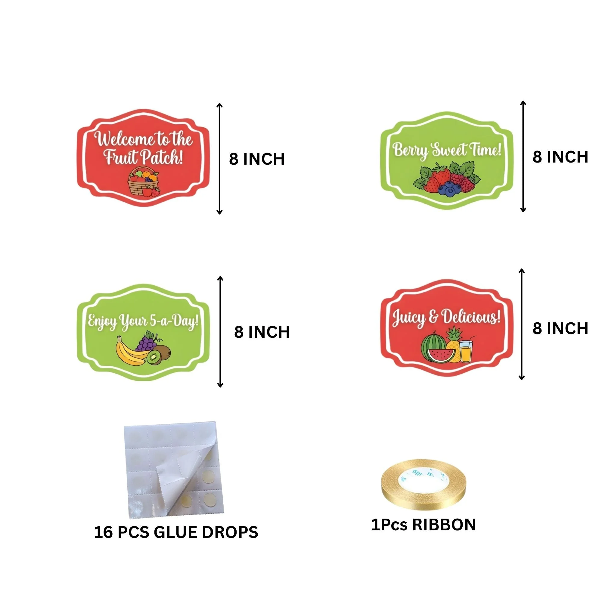 Fruit Door/Wall Hanging Dangler- (42 Inches/250 GSM Cardstock/Red & Green/6Pcs) - Premium Handcrafted 300 GSM Door Dangler by Party Decor Mall India - View 4