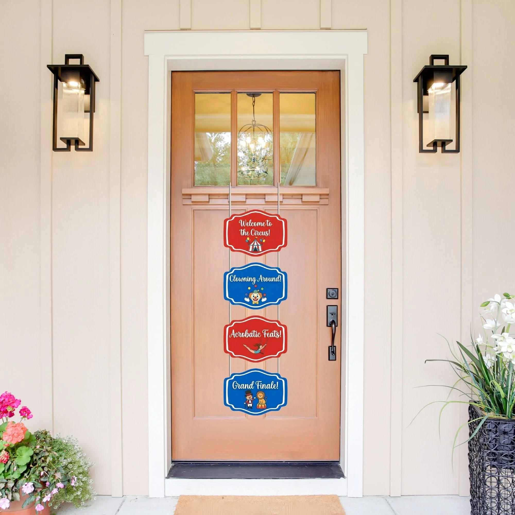 Carnival Model 2 Door/Wall Hanging Dangler- (42 Inches/250 GSM Cardstock/Red & Blue/6Pcs)