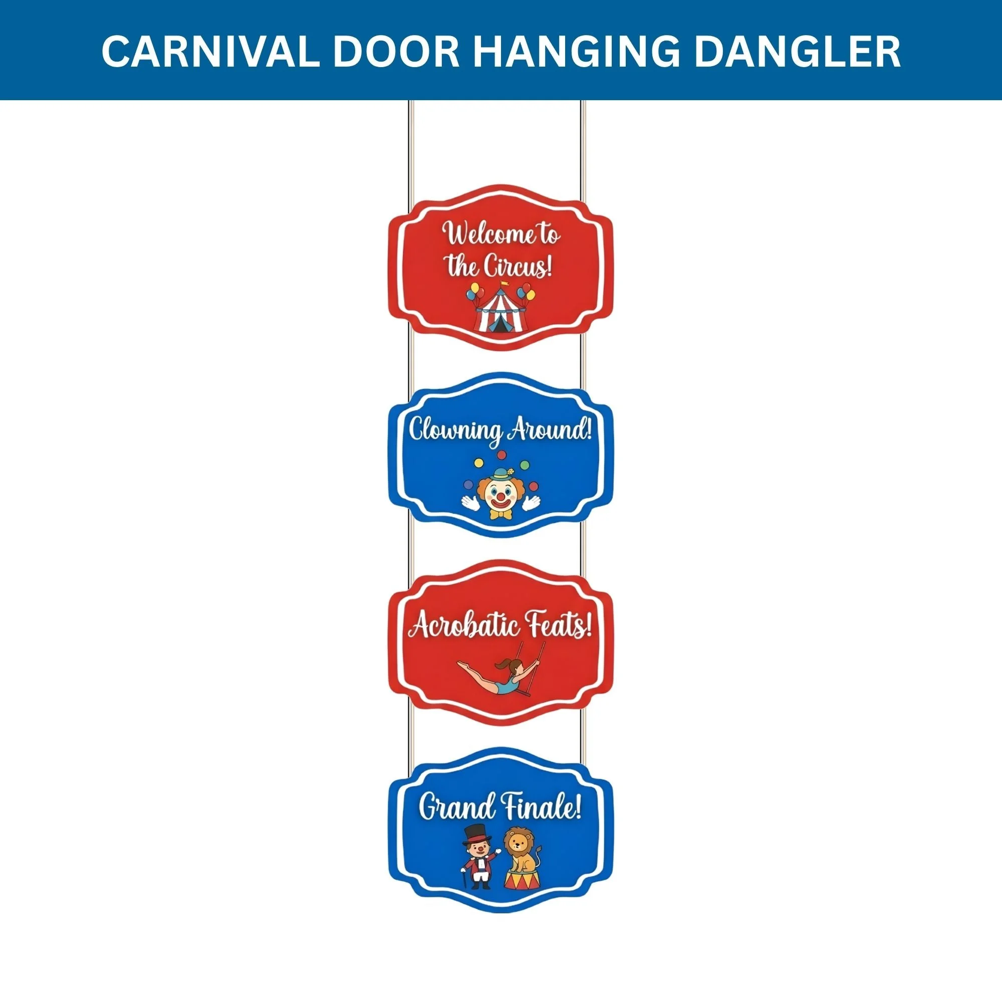 Carnival Model 2 Door/Wall Hanging Dangler- (42 Inches/250 GSM Cardstock/Red & Blue/6Pcs) - Premium Handcrafted 300 GSM Door Dangler by Party Decor Mall India - View 2