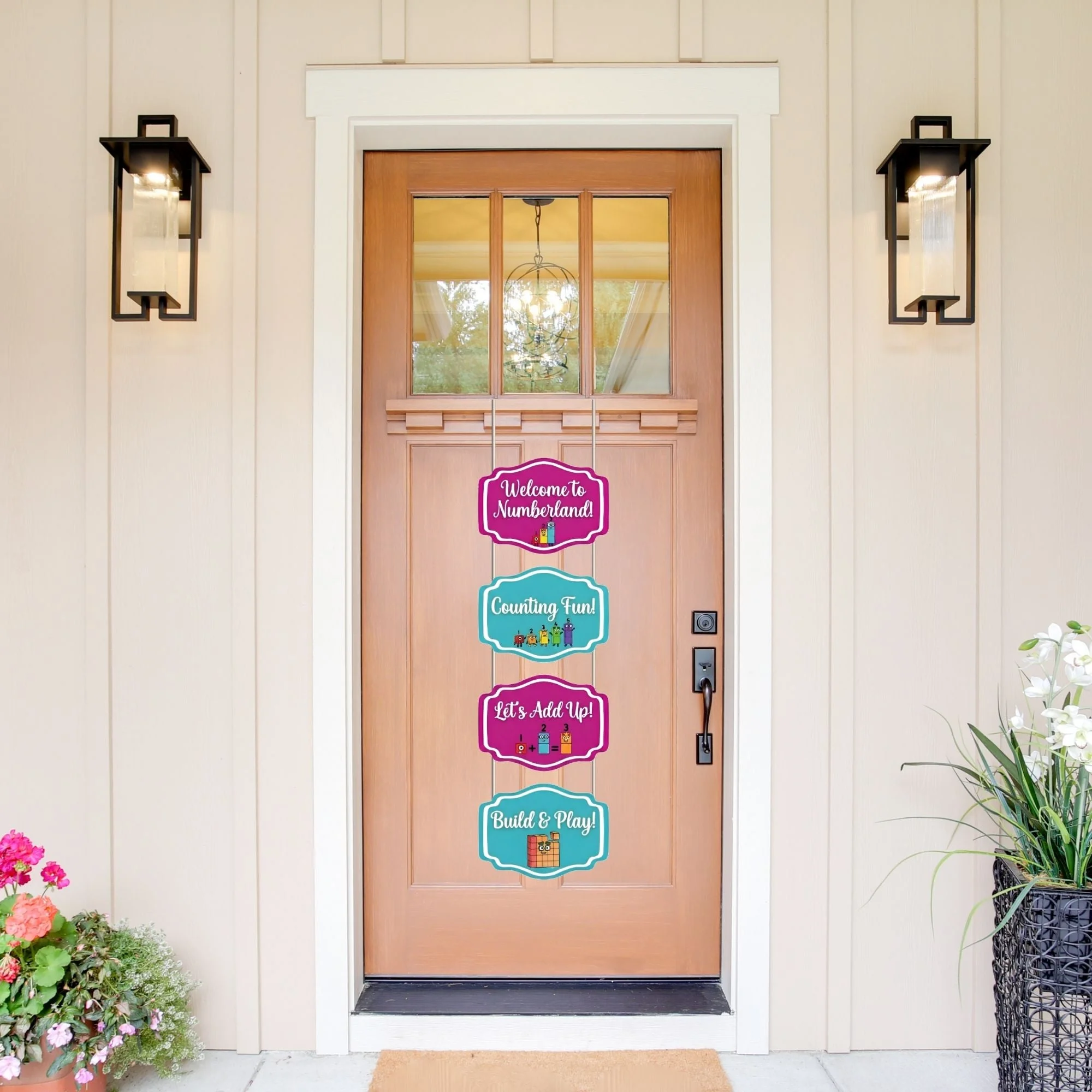 Couning Fun Door/Wall Hanging Dangler- (42 Inches/250 GSM Cardstock/Pink & Blue/6Pcs) - Premium Handcrafted 300 GSM Door Dangler by Party Decor Mall India - View 1