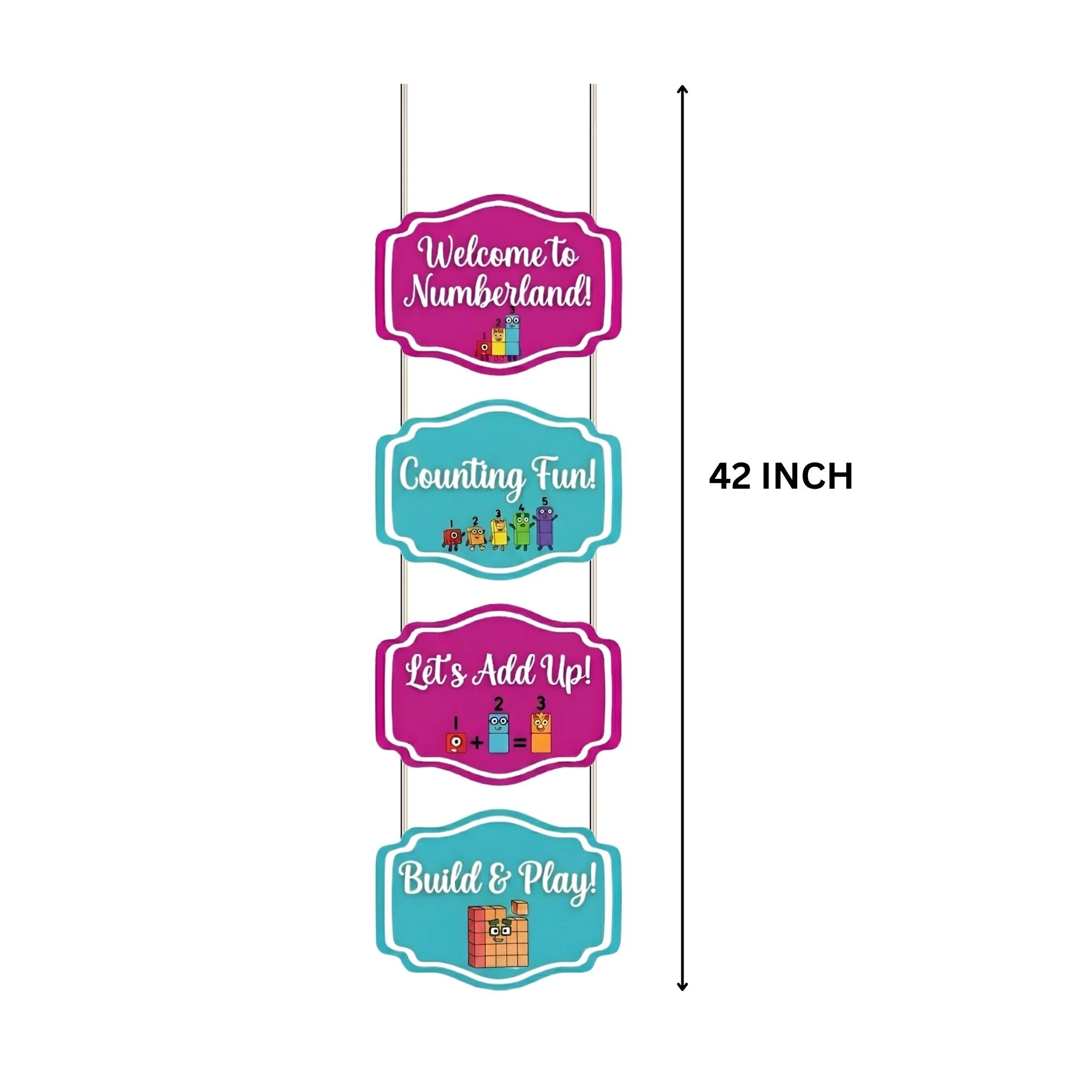 Couning Fun Door/Wall Hanging Dangler- (42 Inches/250 GSM Cardstock/Pink & Blue/6Pcs) - Premium Handcrafted 300 GSM Door Dangler by Party Decor Mall India - View 3