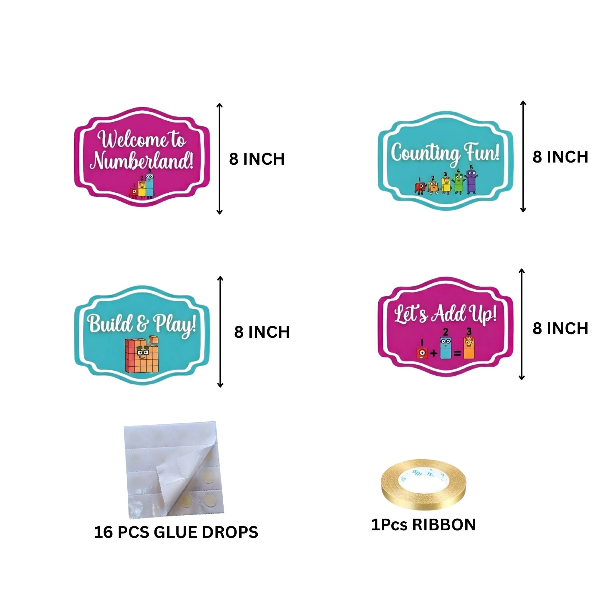 Couning Fun Door/Wall Hanging Dangler- (42 Inches/250 GSM Cardstock/Pink & Blue/6Pcs) - Premium Handcrafted 300 GSM Door Dangler by Party Decor Mall India - View 4