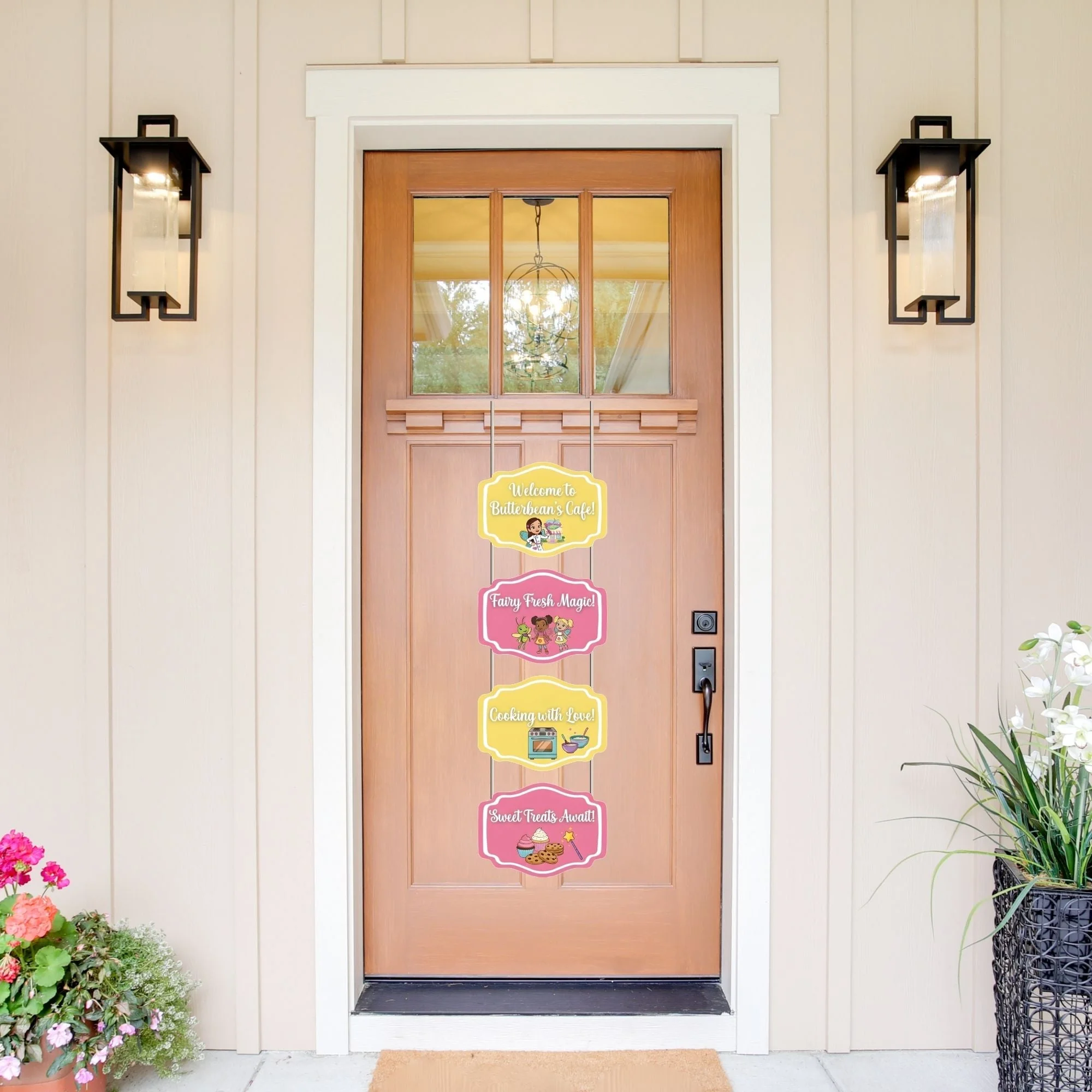 Fairy Fresh Magic Door/Wall Hanging Dangler- (42 Inches/250 GSM Cardstock/Pink & Yellow/6Pcs) - Premium Handcrafted 300 GSM Door Dangler by Party Decor Mall India - View 1