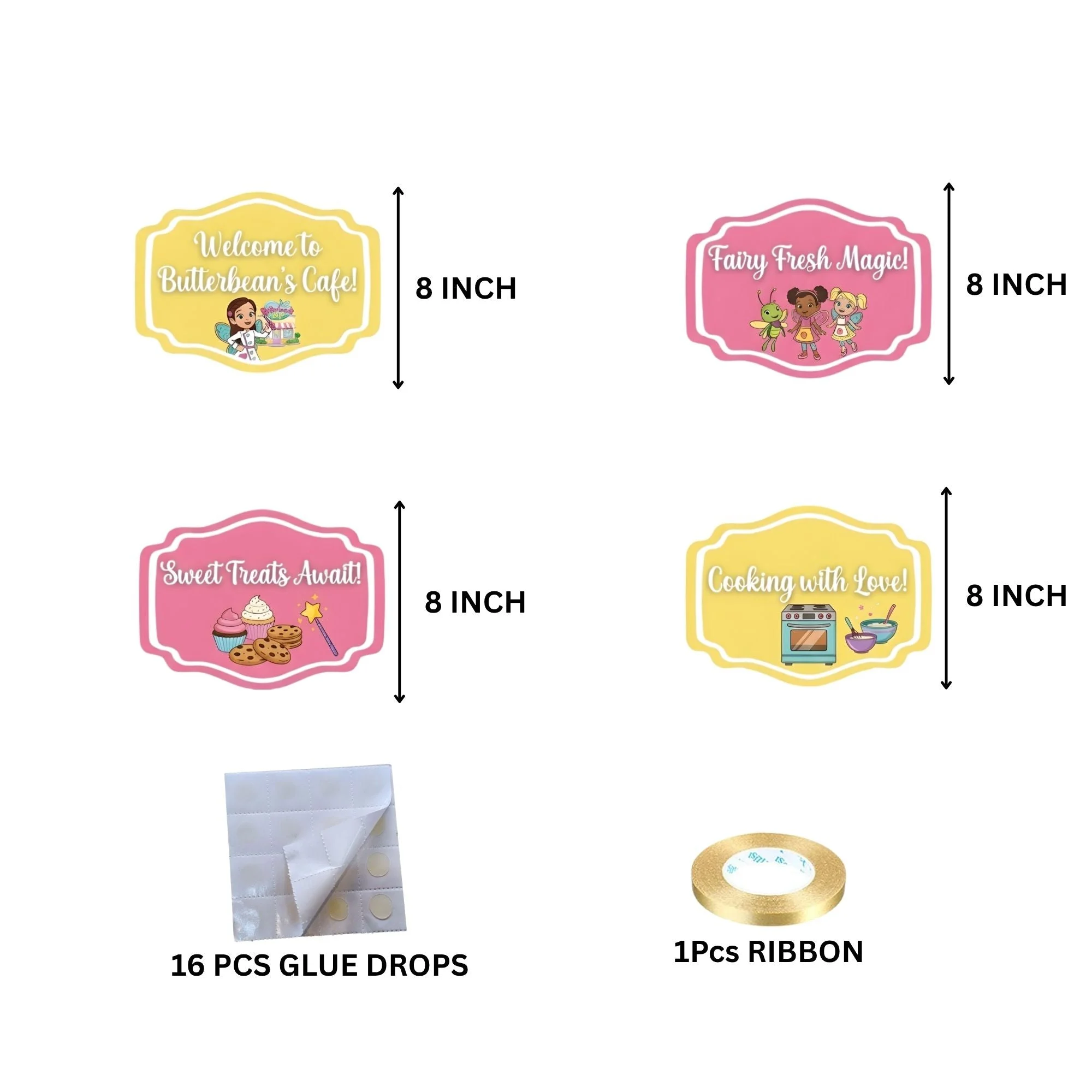 Fairy Fresh Magic Door/Wall Hanging Dangler- (42 Inches/250 GSM Cardstock/Pink & Yellow/6Pcs) - Premium Handcrafted 300 GSM Door Dangler by Party Decor Mall India - View 4