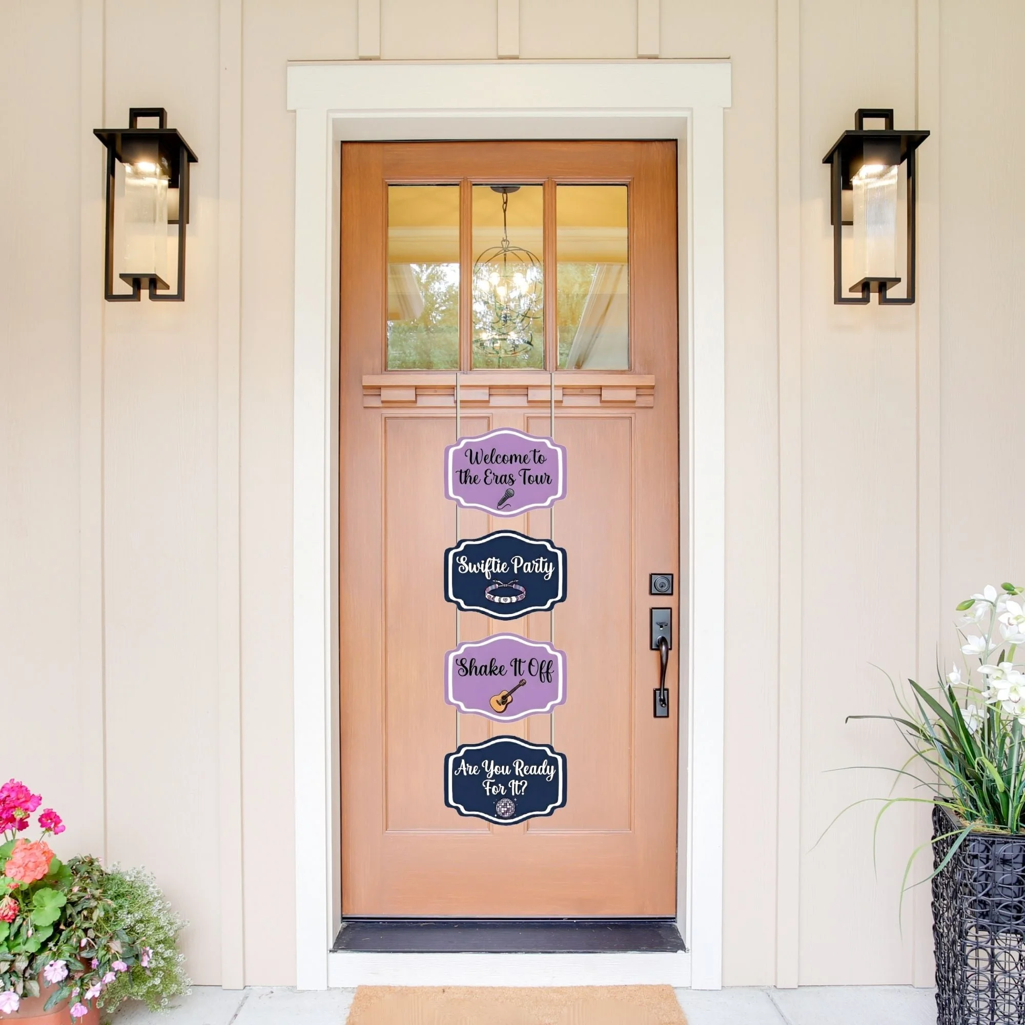 Music Girl Door/Wall Hanging Dangler- (42 Inches/250 GSM Cardstock/Blue & Purple/6Pcs) - Premium Handcrafted 300 GSM Door Dangler by Party Decor Mall India - View 1