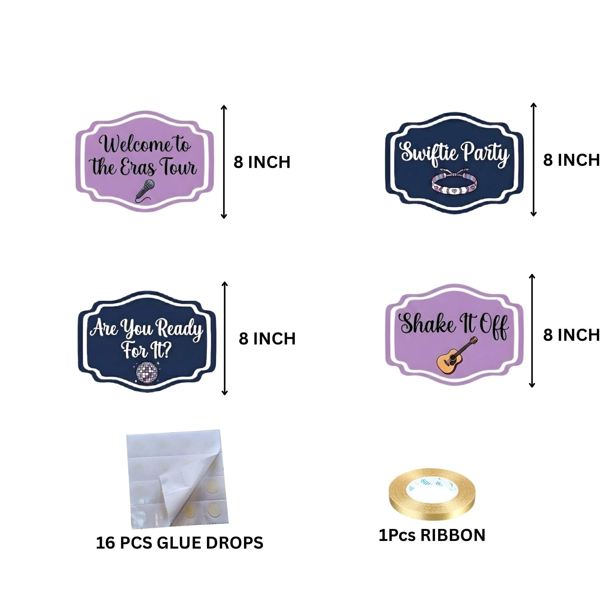 Music Girl Door/Wall Hanging Dangler- (42 Inches/250 GSM Cardstock/Blue & Purple/6Pcs) - Premium Handcrafted 300 GSM Door Dangler by Party Decor Mall India - View 4