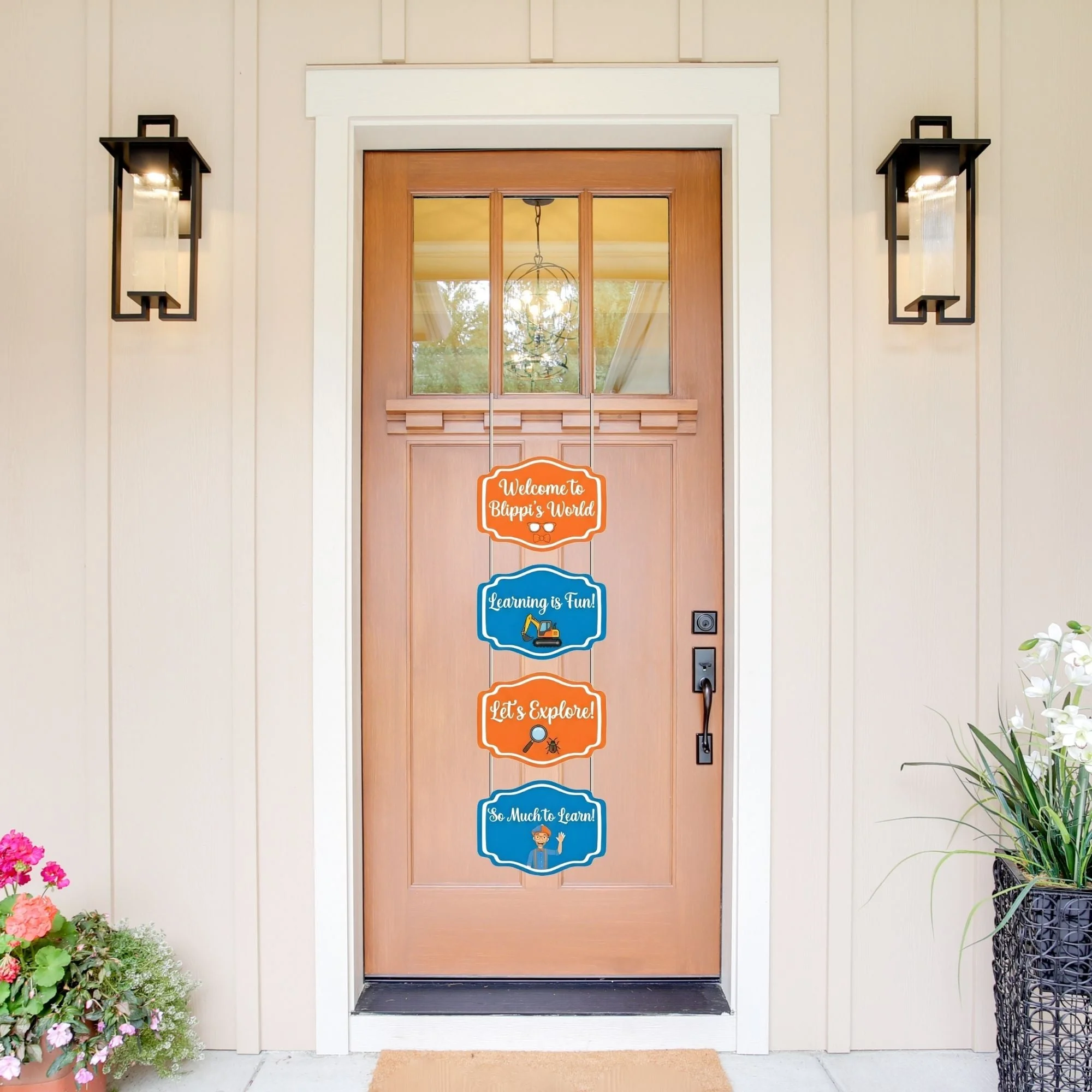 Blippi Door/Wall Hanging Dangler- (42 Inches/250 GSM Cardstock/Blue & Orange/6Pcs) - Premium Handcrafted 300 GSM Door Dangler by Party Decor Mall India - View 1