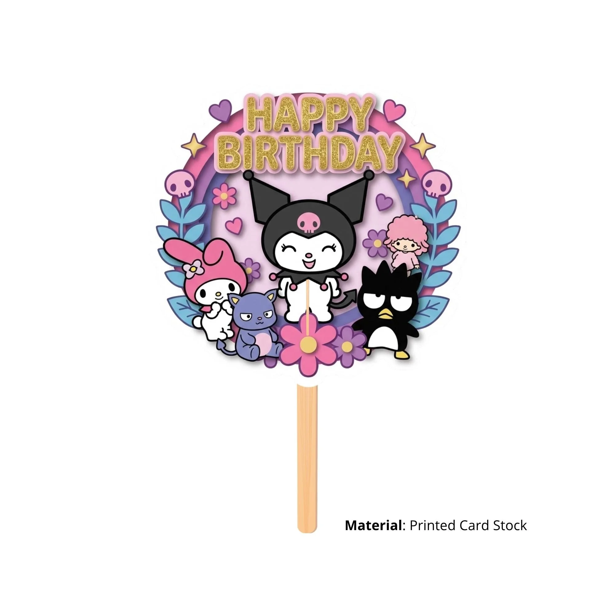 Kuromi Birthday Cake Topper for Kids | Premium 300 GSM Cardstock | Cute Cartoon Party Decoration | Cake Decoration Topper for Birthday Party Supplies - Premium Handcrafted 300 GSM Party Supplies, Cake Topper by Party Decor Mall India - View 2