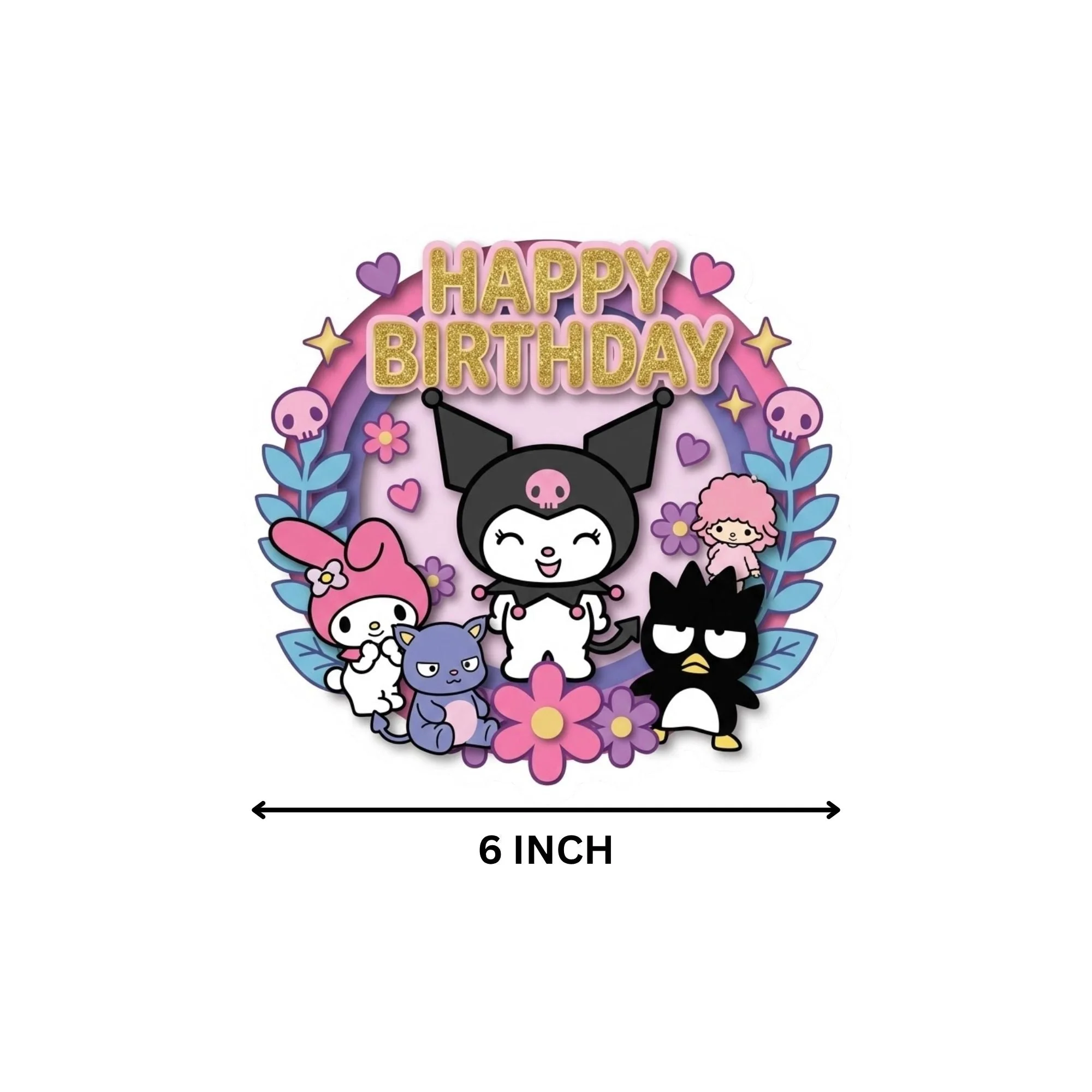 Kuromi Birthday Cake Topper for Kids | Premium 300 GSM Cardstock | Cute Cartoon Party Decoration | Cake Decoration Topper for Birthday Party Supplies - Premium Handcrafted 300 GSM Party Supplies, Cake Topper by Party Decor Mall India - View 4