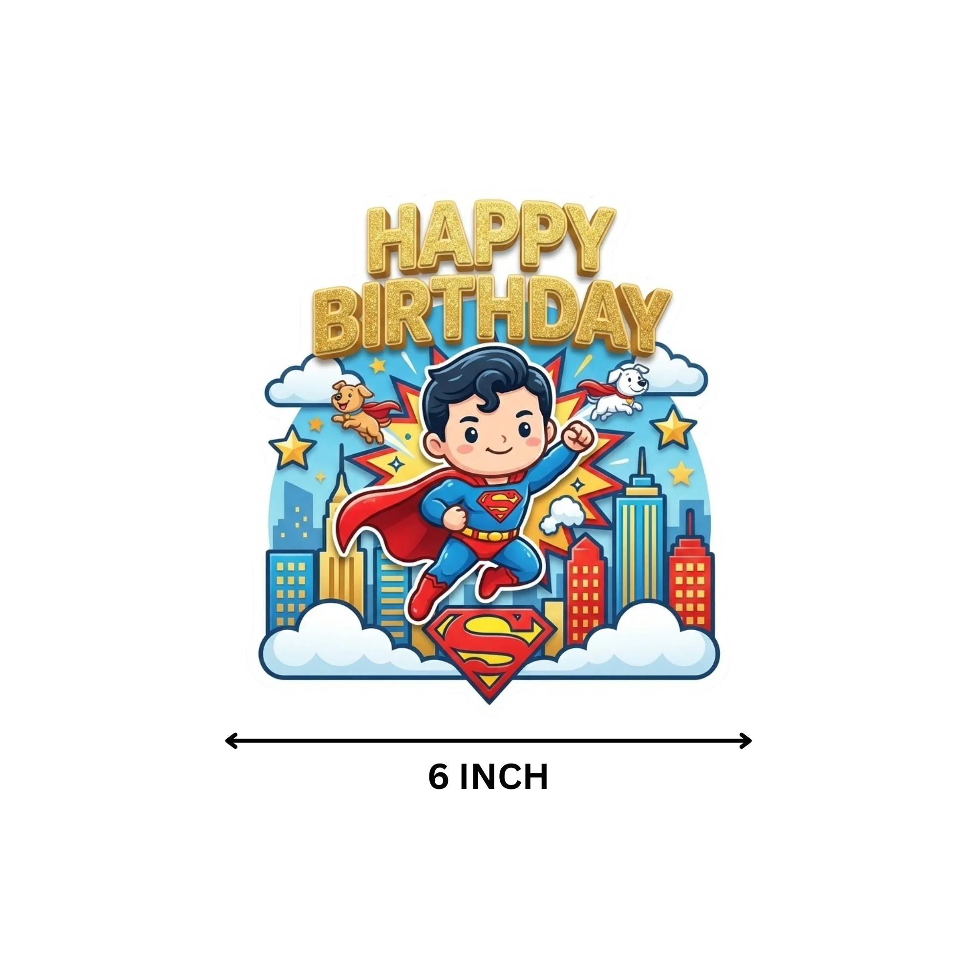 Super Man Kid Birthday Cake Topper for Kids | Premium 300 GSM Cardstock | Cute Cartoon Party Decoration | Cake Decoration Topper for Birthday Party Supplies - Premium Handcrafted 300 GSM Party Supplies, Cake Topper by Party Decor Mall India - View 4