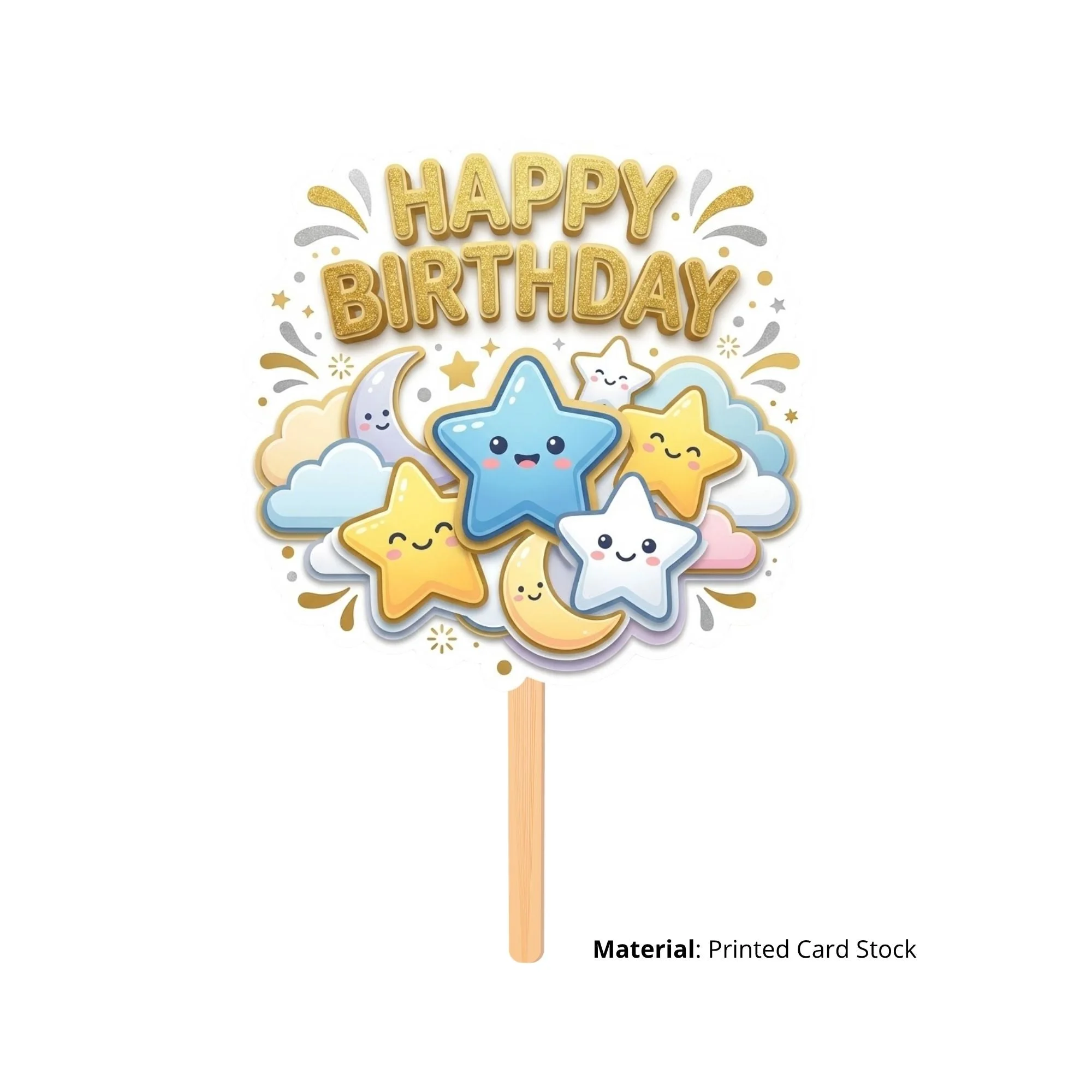 Twinkle Twinkle Little Star Birthday Cake Topper for Kids | Premium 300 GSM Cardstock | Cute Cartoon Party Decoration | Cake Decoration Topper for Birthday Party Supplies - Premium Handcrafted 300 GSM Party Supplies, Cake Topper by Party Decor Mall India - View 2