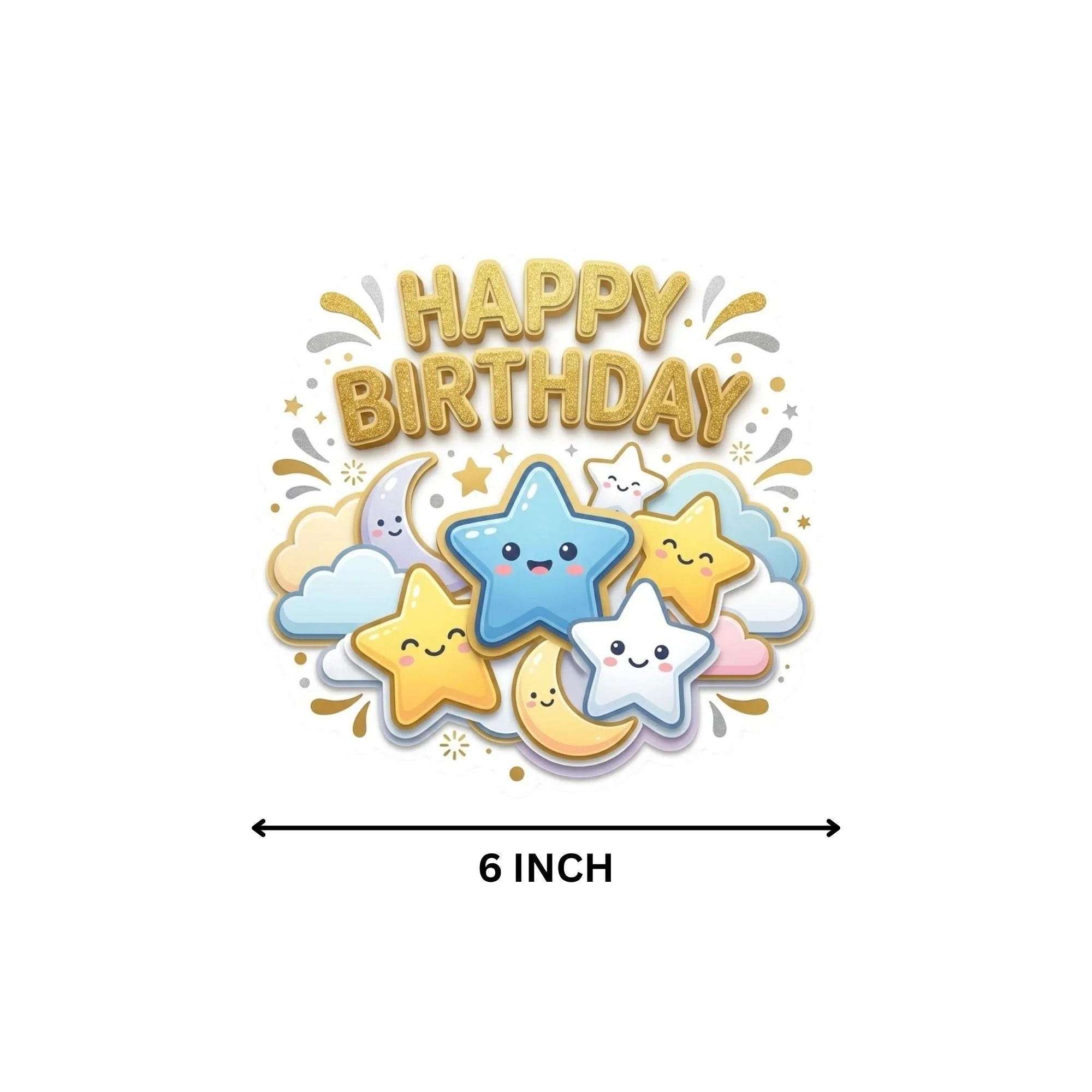 Twinkle Twinkle Little Star Birthday Cake Topper for Kids | Premium 300 GSM Cardstock | Cute Cartoon Party Decoration | Cake Decoration Topper for Birthday Party Supplies - Premium Handcrafted 300 GSM Party Supplies, Cake Topper by Party Decor Mall India - View 4
