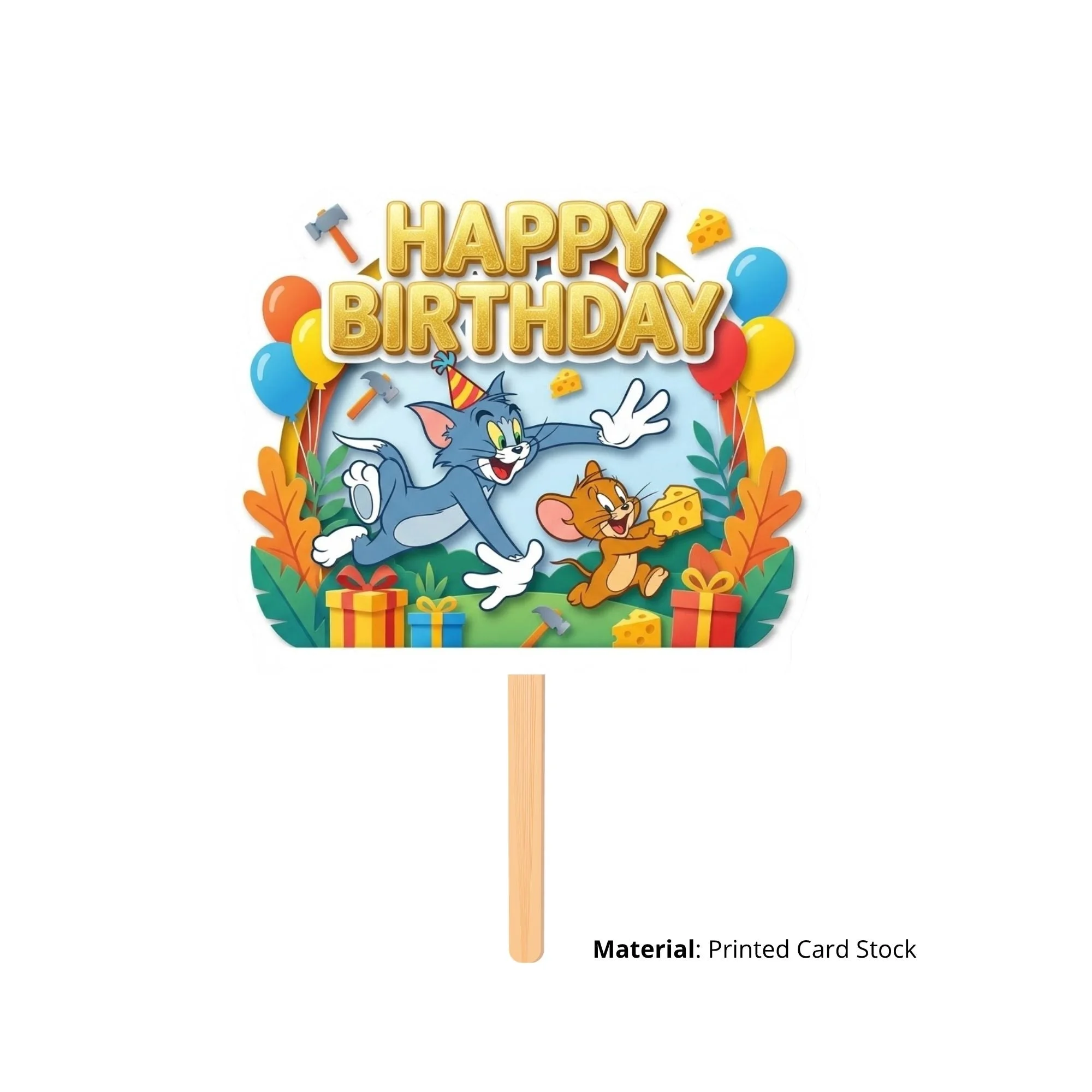 Tom And Jerry Birthday Cake Topper for Kids | Premium 300 GSM Cardstock | Cute Cartoon Party Decoration | Cake Decoration Topper for Birthday Party Supplies - Premium Handcrafted 300 GSM Party Supplies, Cake Topper by Party Decor Mall India - View 2