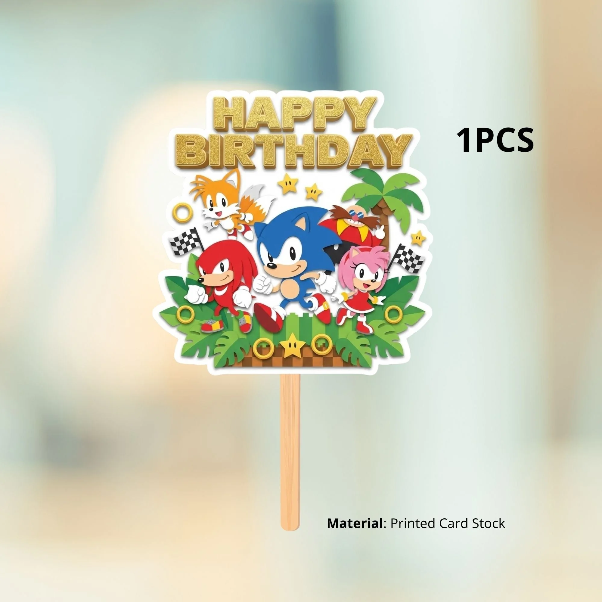 Sonic Kid Birthday Cake Topper for Kids | Premium 300 GSM Cardstock | Cute Cartoon Party Decoration | Cake Decoration Topper for Birthday Party Supplies - Premium Handcrafted 300 GSM Party Supplies, Cake Topper by Party Decor Mall India - View 2