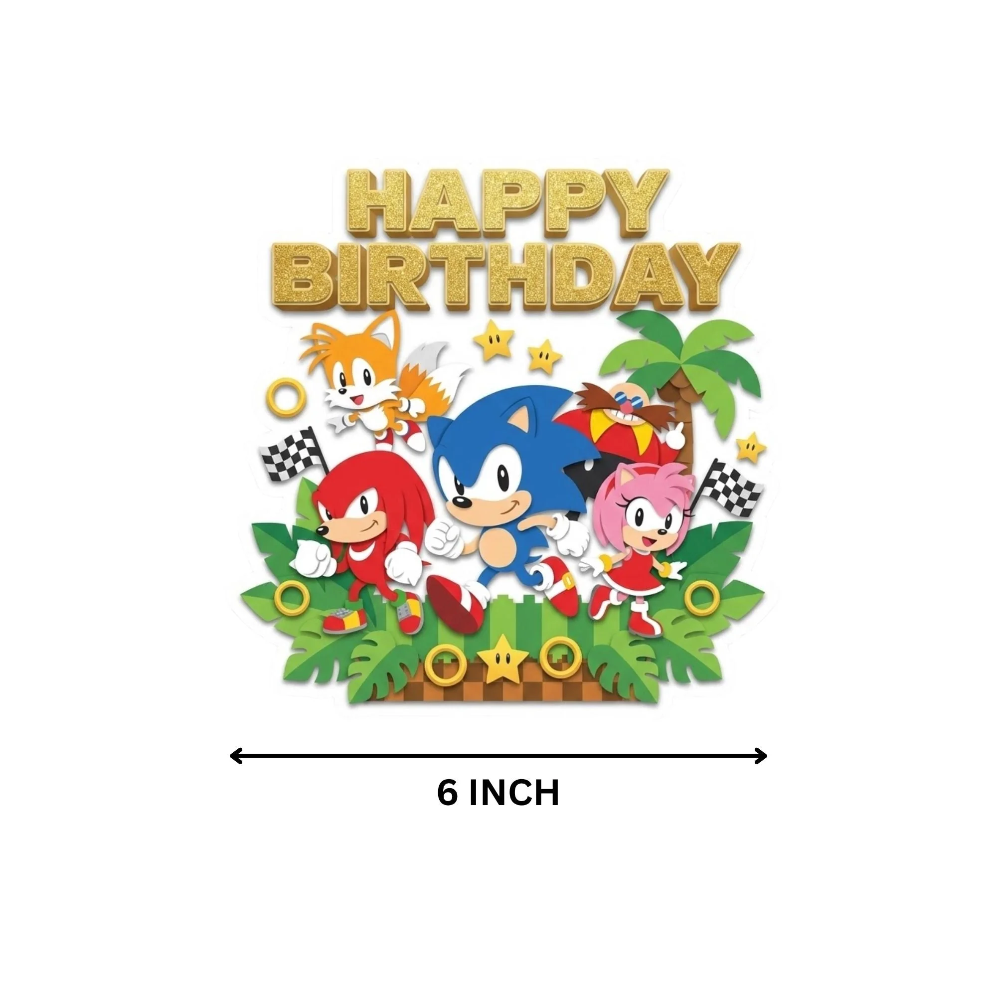 Sonic Kid Birthday Cake Topper for Kids | Premium 300 GSM Cardstock | Cute Cartoon Party Decoration | Cake Decoration Topper for Birthday Party Supplies - Premium Handcrafted 300 GSM Party Supplies, Cake Topper by Party Decor Mall India - View 4
