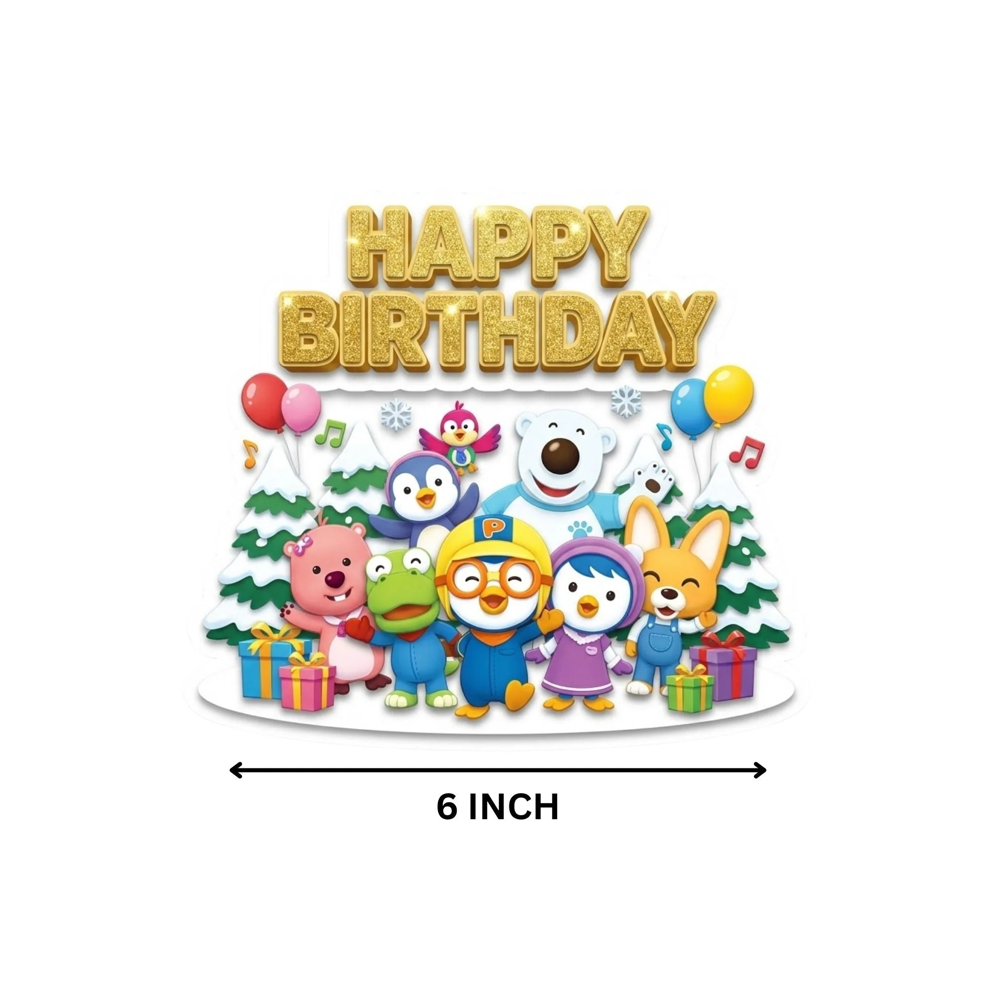 Pororo The Little Penguin Birthday Cake Topper for Kids | Premium 300 GSM Cardstock | Cute Cartoon Party Decoration | Cake Decoration Topper for Birthday Party Supplies - Premium Handcrafted 300 GSM Party Supplies, Cake Topper by Party Decor Mall India - View 4