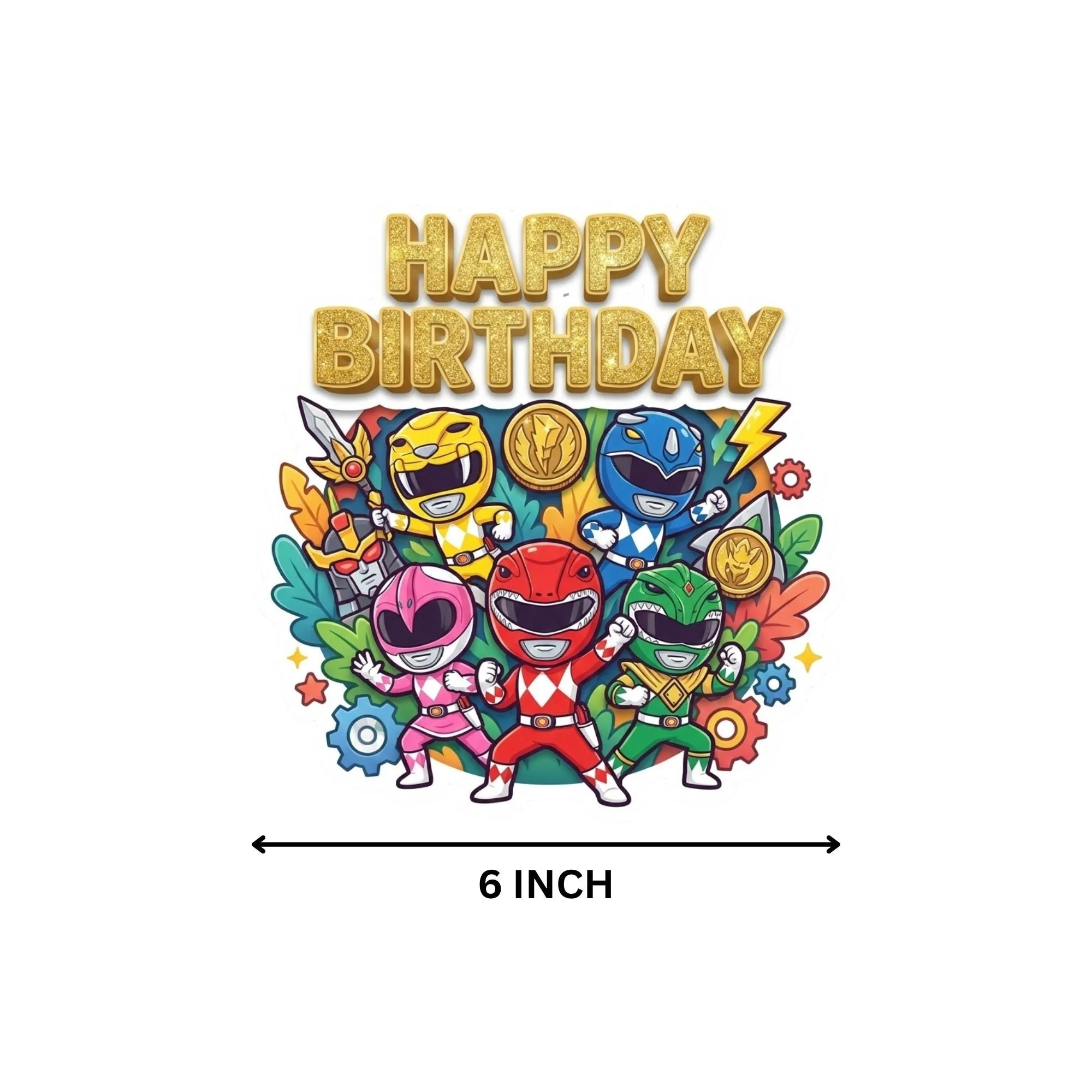 Power Rangers Birthday Cake Topper for Kids | Premium 300 GSM Cardstock | Cute Cartoon Party Decoration | Cake Decoration Topper for Birthday Party Supplies - Premium Handcrafted 300 GSM Party Supplies, Cake Topper by Party Decor Mall India - View 4